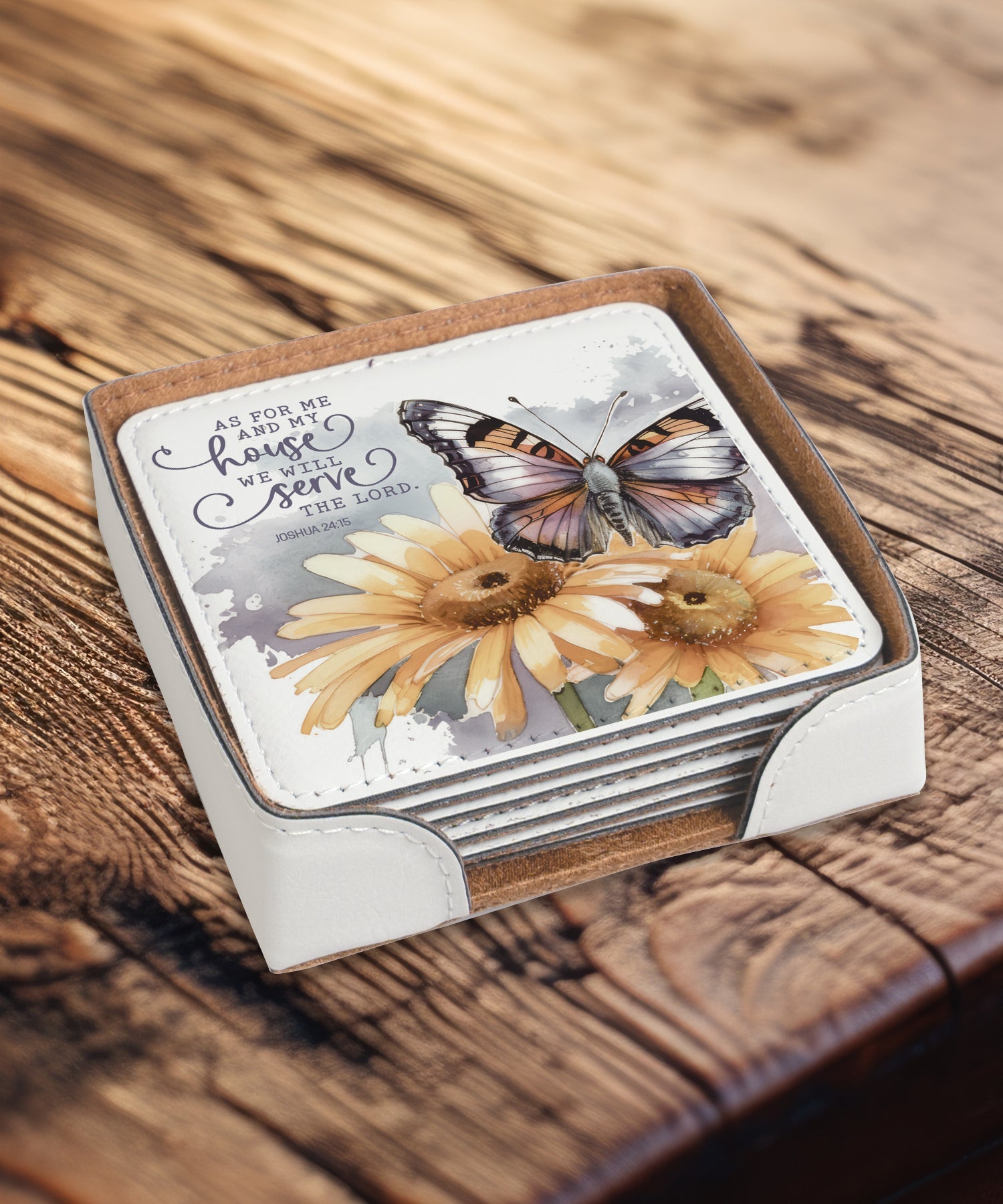 As for Me 6-Piece Coaster Set -  Inspirational Floral Design.