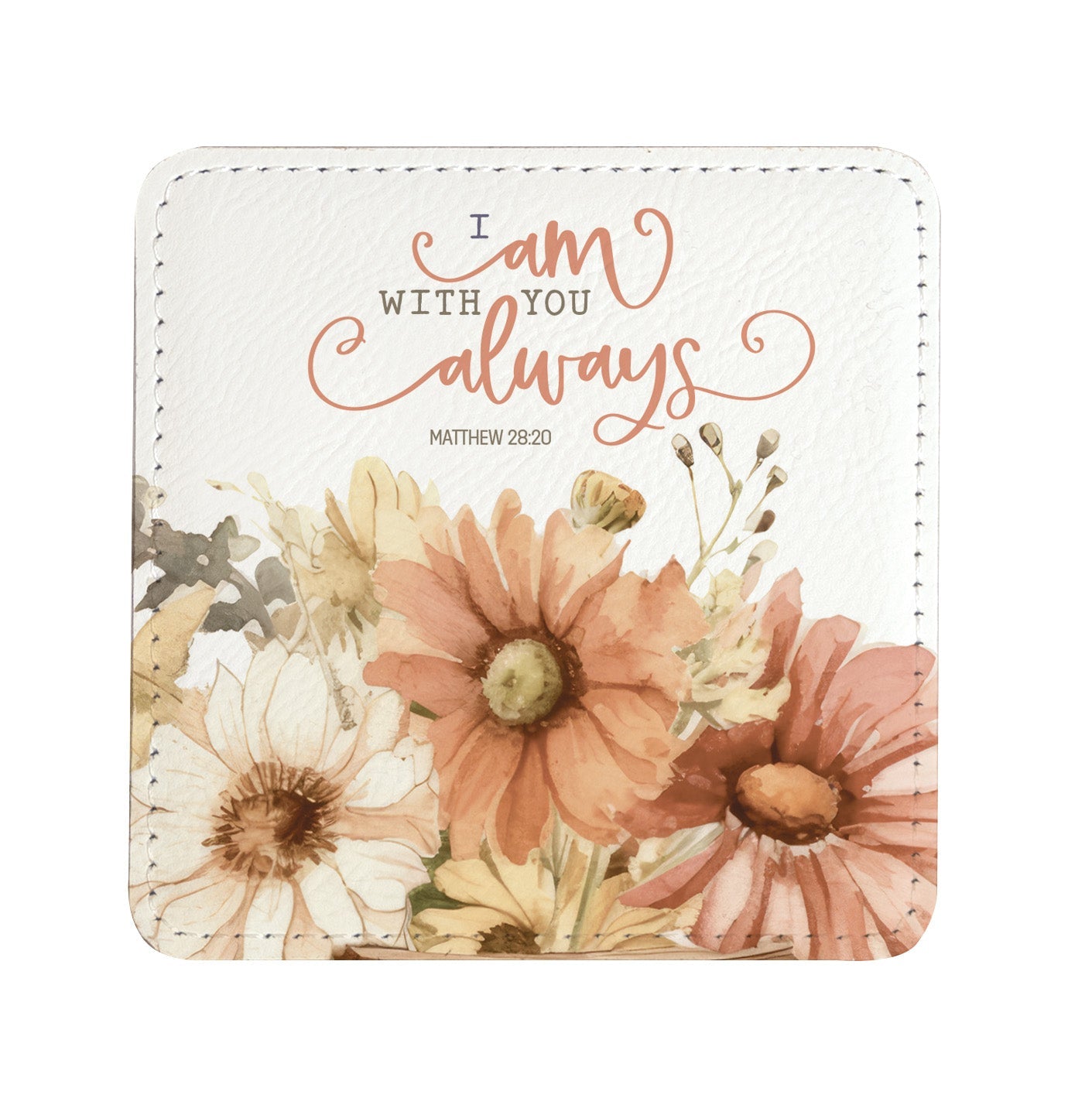 I Am With You Always Leatherette Coaster Set