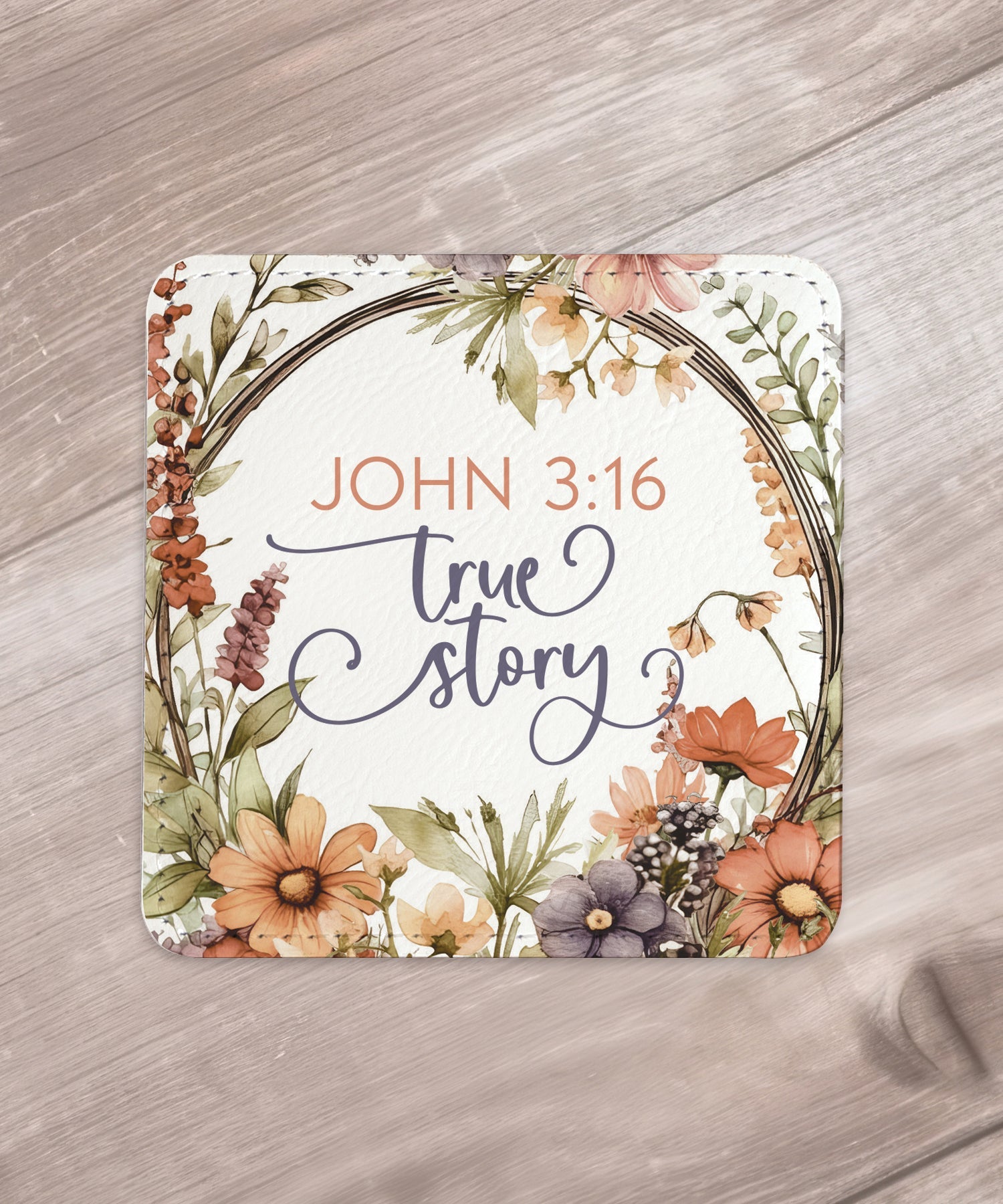 JOHN 3:16 Leatherette Coaster Set