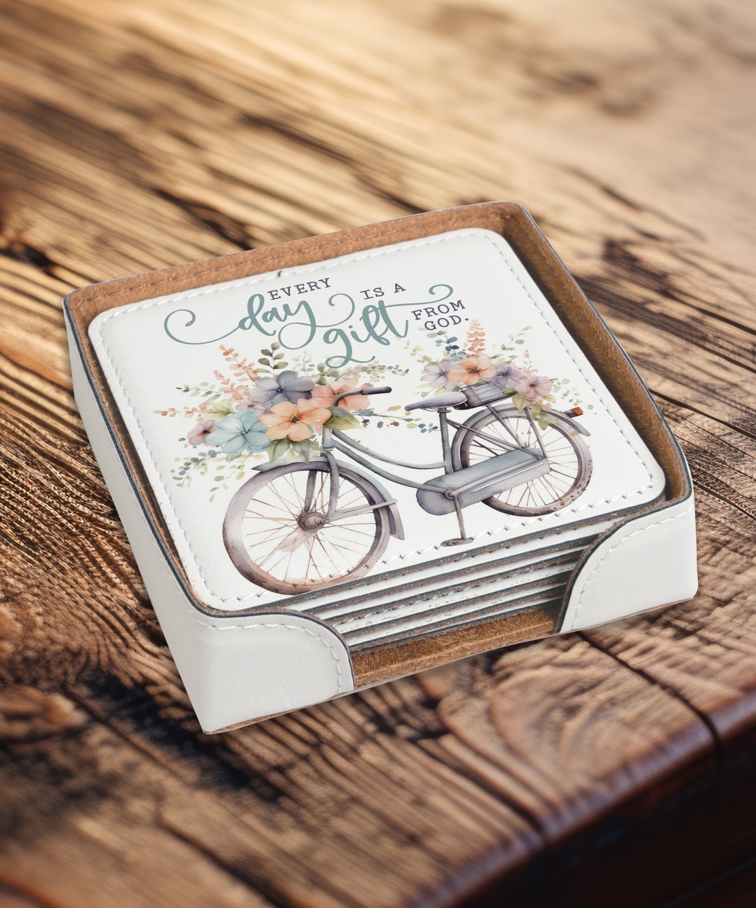 Every Day 6-Piece Coaster Set -  Inspirational Floral Design.