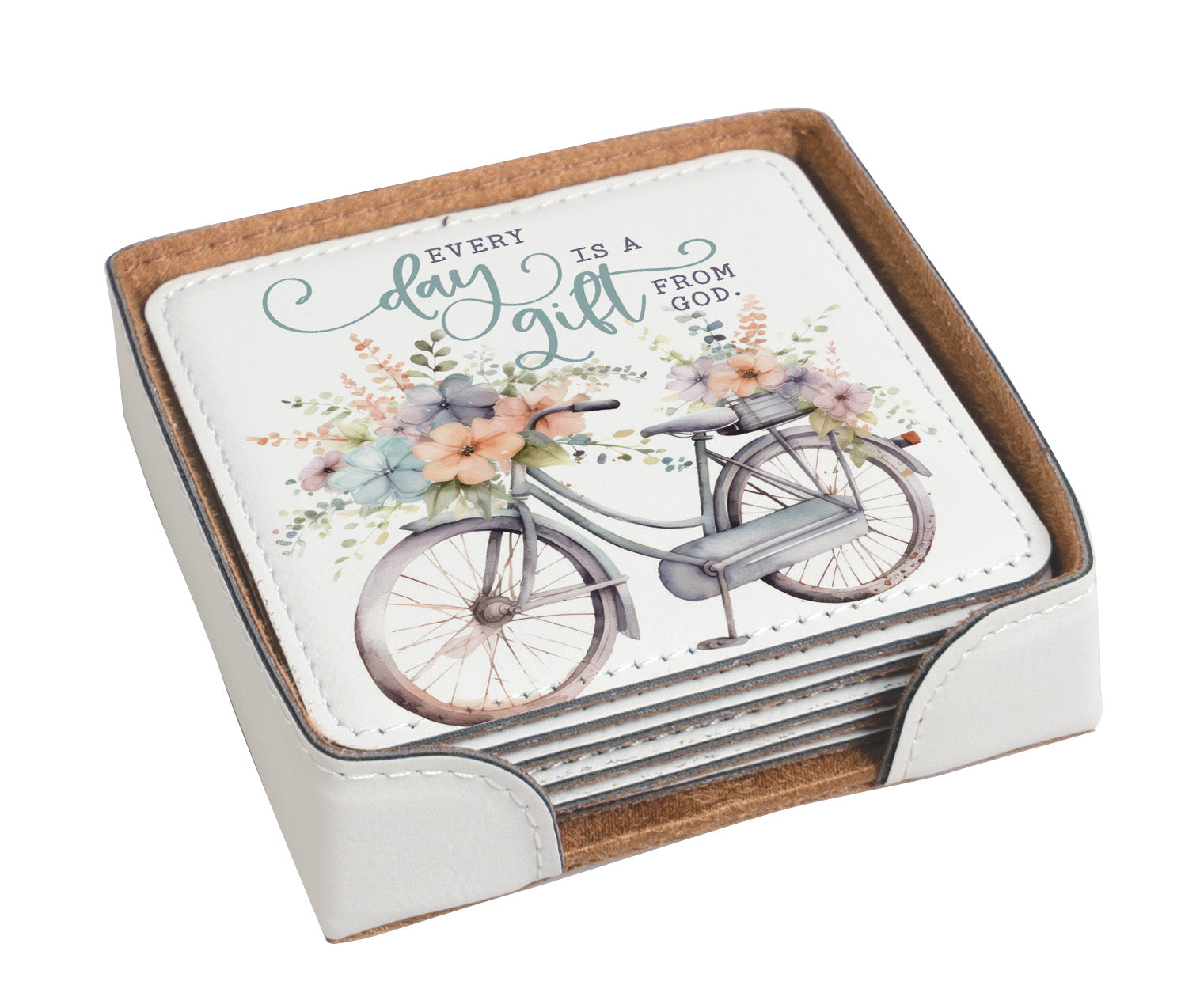 Every Day 6-Piece Coaster Set -  Inspirational Floral Design.