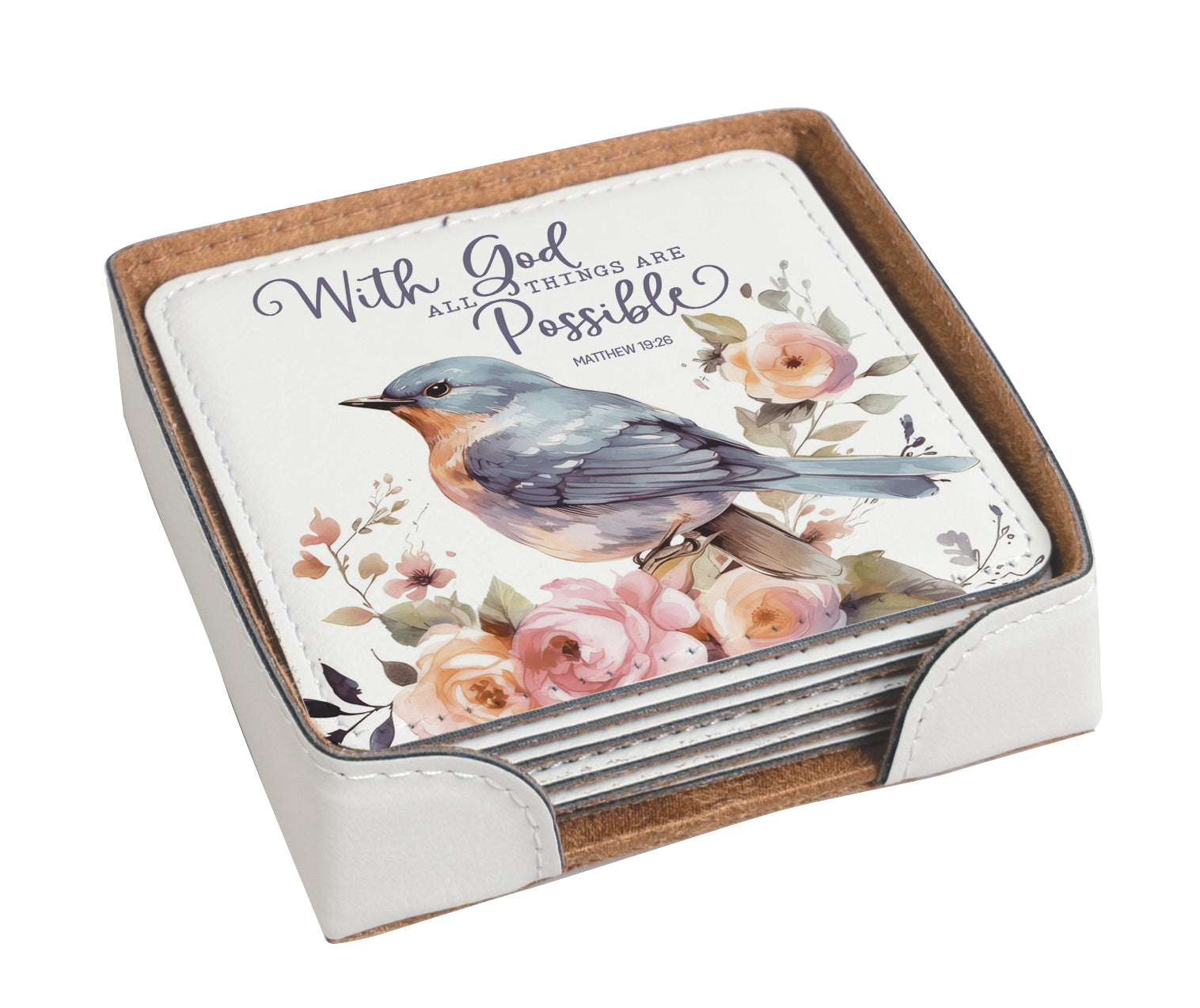 Faith & Inspiration: Assorted Floral Coaster Collection - 6 different Inspirational Floral Designs