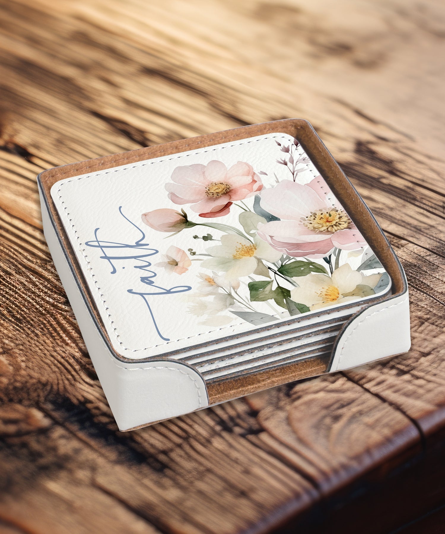 Peaceful Petals: Assorted Floral Coaster Collection - 6 different Inspirational Floral Pastels Designs