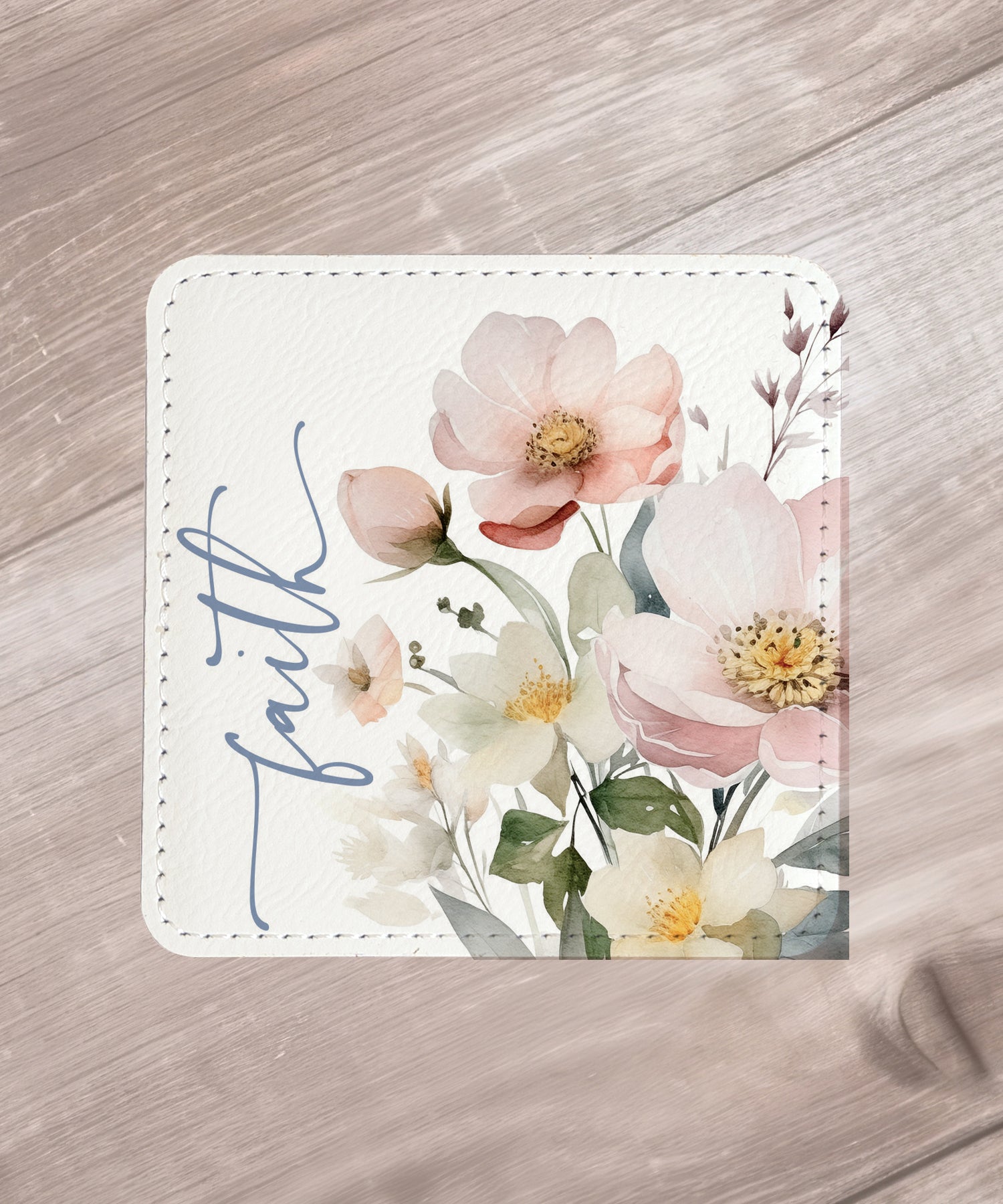 Peaceful Petals: Assorted Floral Leatherette Coaster Set