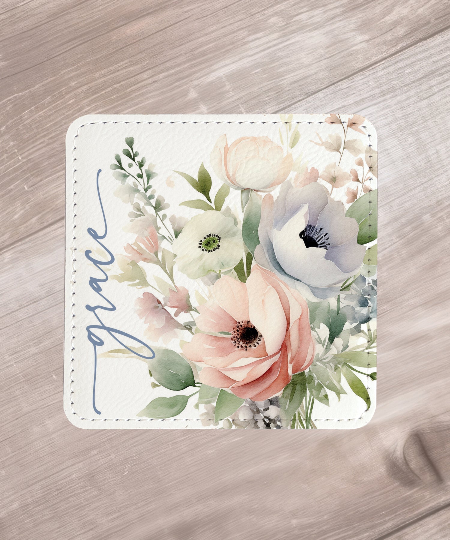 Peaceful Petals: Assorted Floral Leatherette Coaster Set