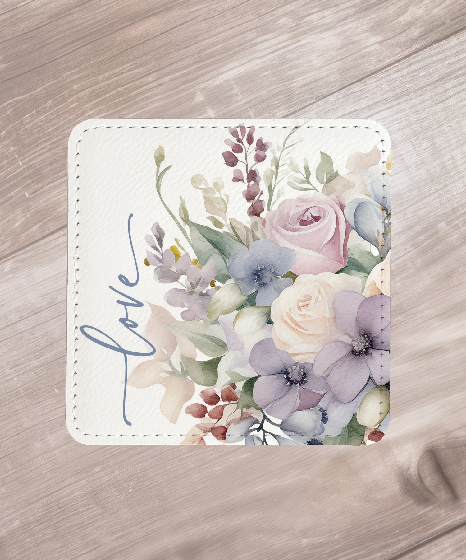Peaceful Petals: Assorted Floral Leatherette Coaster Set