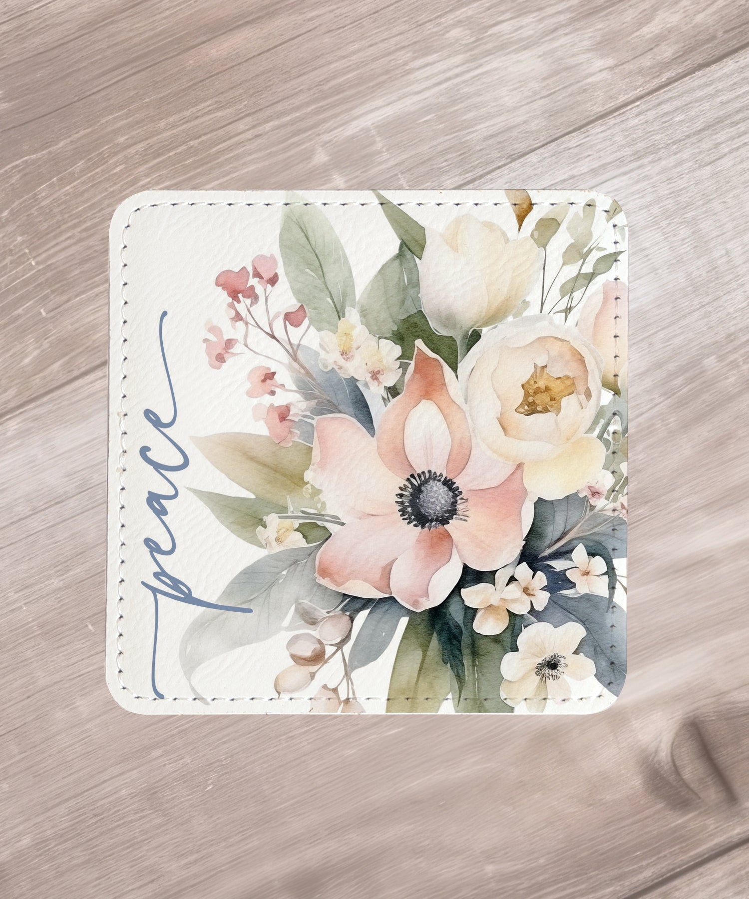 Peaceful Petals: Assorted Floral Leatherette Coaster Set