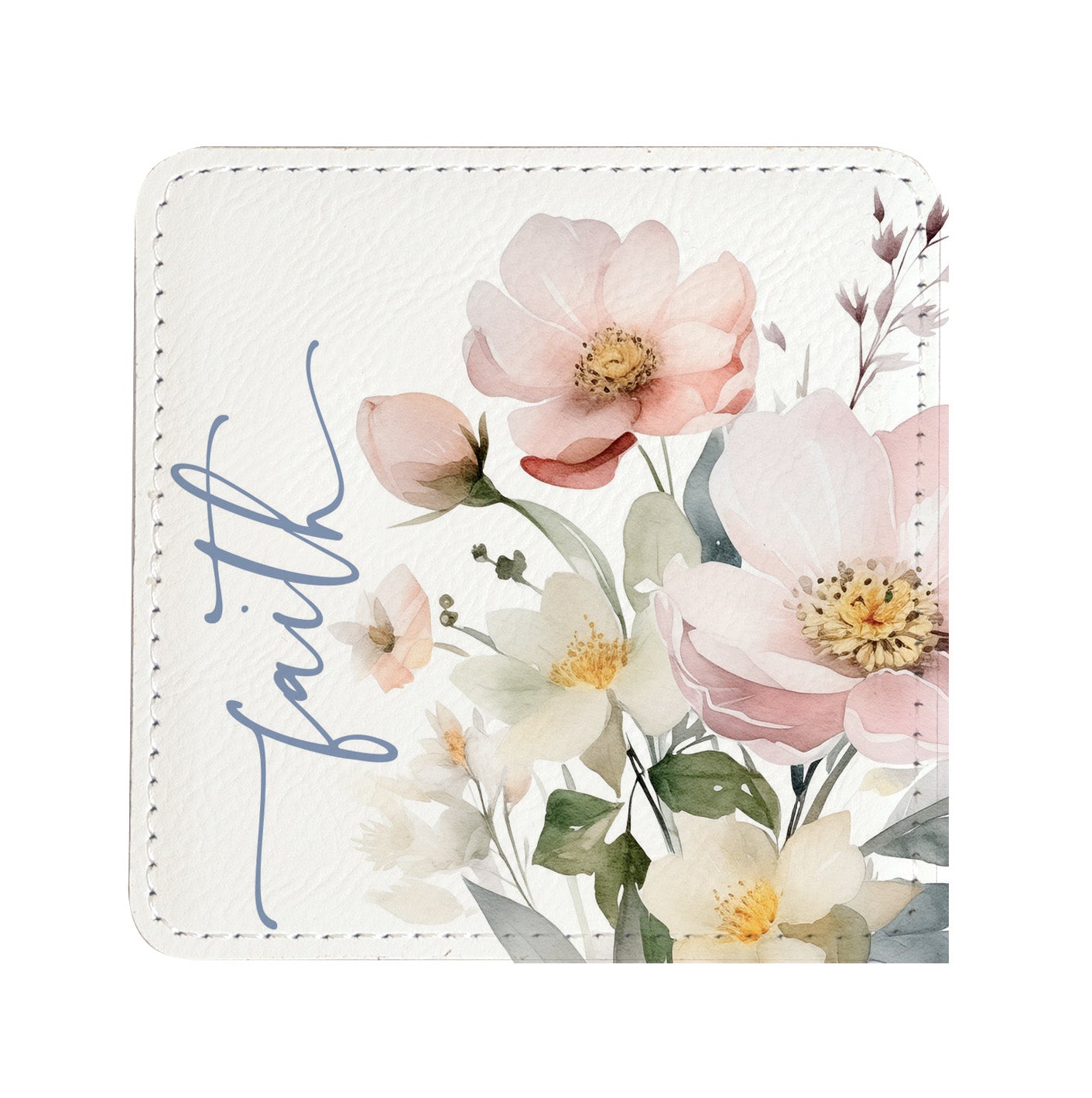 Peaceful Petals: Assorted Floral Leatherette Coaster Set