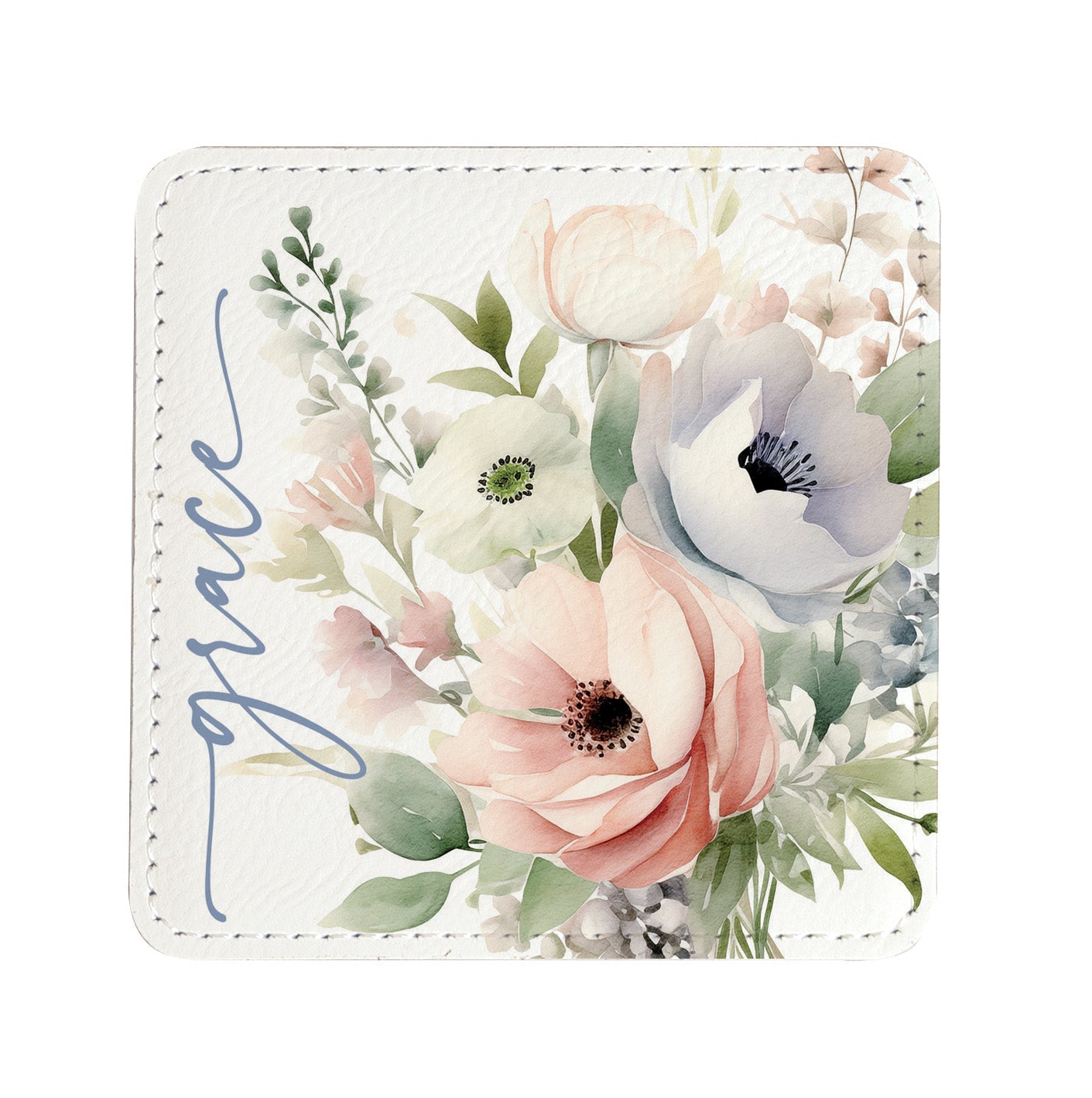 Peaceful Petals: Assorted Floral Leatherette Coaster Set