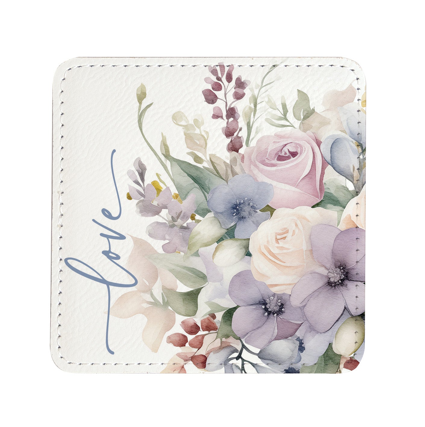 Peaceful Petals: Assorted Floral Leatherette Coaster Set