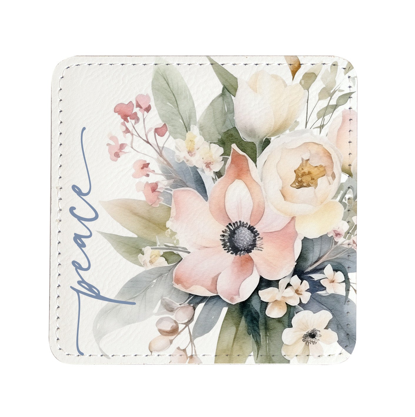 Peaceful Petals: Assorted Floral Leatherette Coaster Set