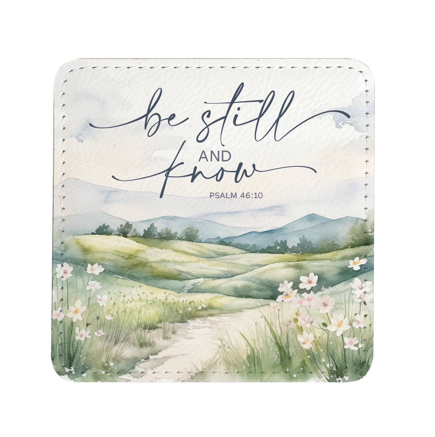 Serenity in Scripture: Assorted Landscape Leatherette Coaster Set