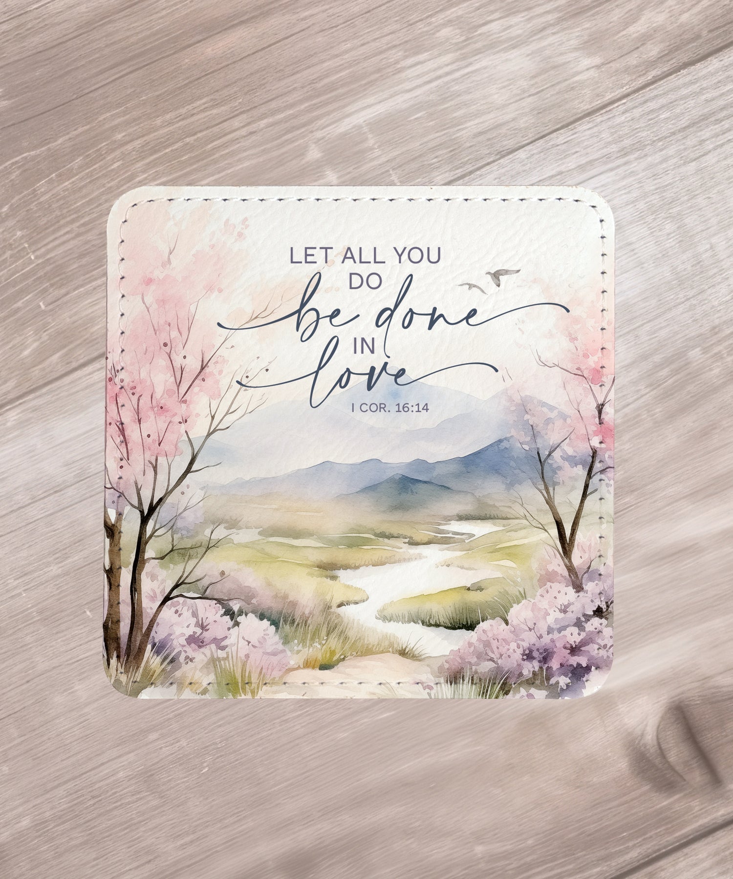 Serenity in Scripture: Assorted Landscape Leatherette Coaster Set - 6 Designs