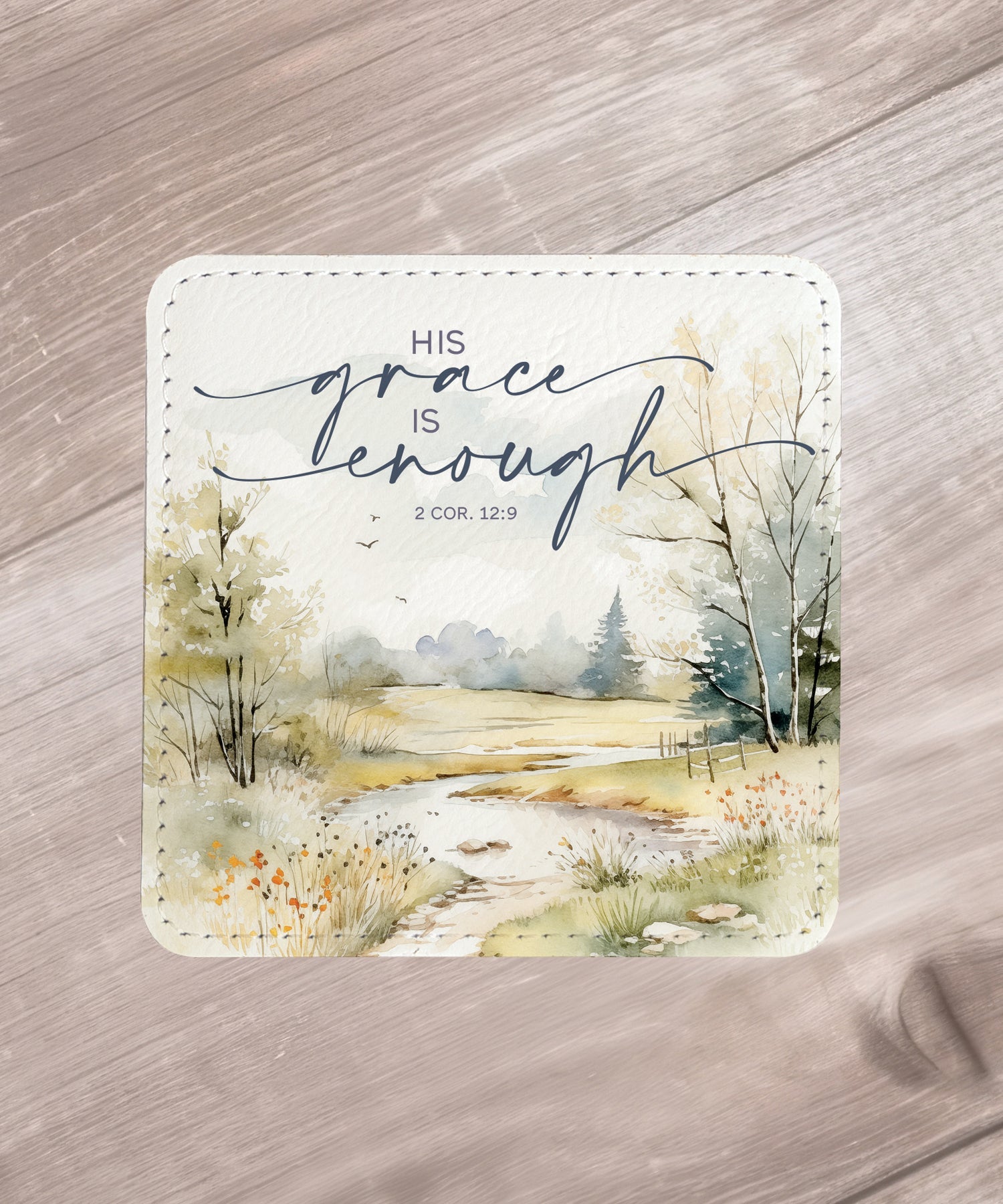 Serenity in Scripture: Assorted Landscape Leatherette Coaster Set - 6 Designs