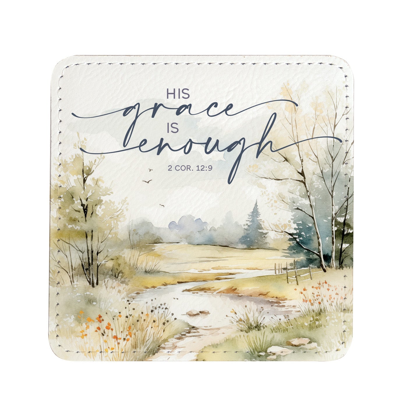 Serenity in Scripture: Assorted Landscape Leatherette Coaster Set