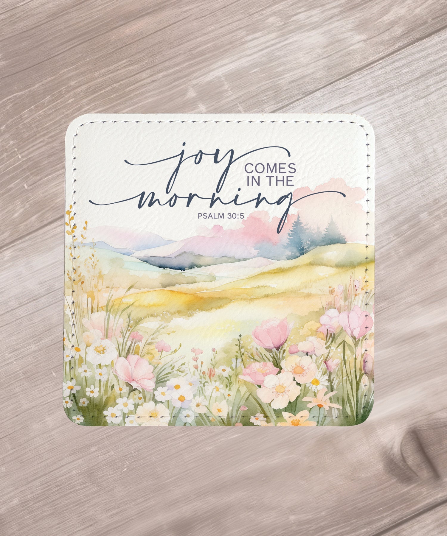 Serenity in Scripture: Assorted Landscape Leatherette Coaster Set