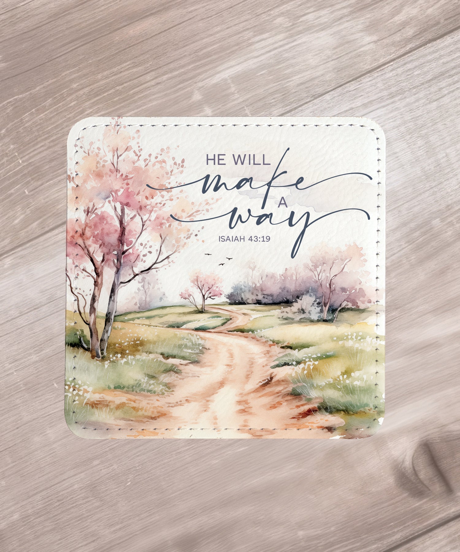Serenity in Scripture: Assorted Landscape Leatherette Coaster Set