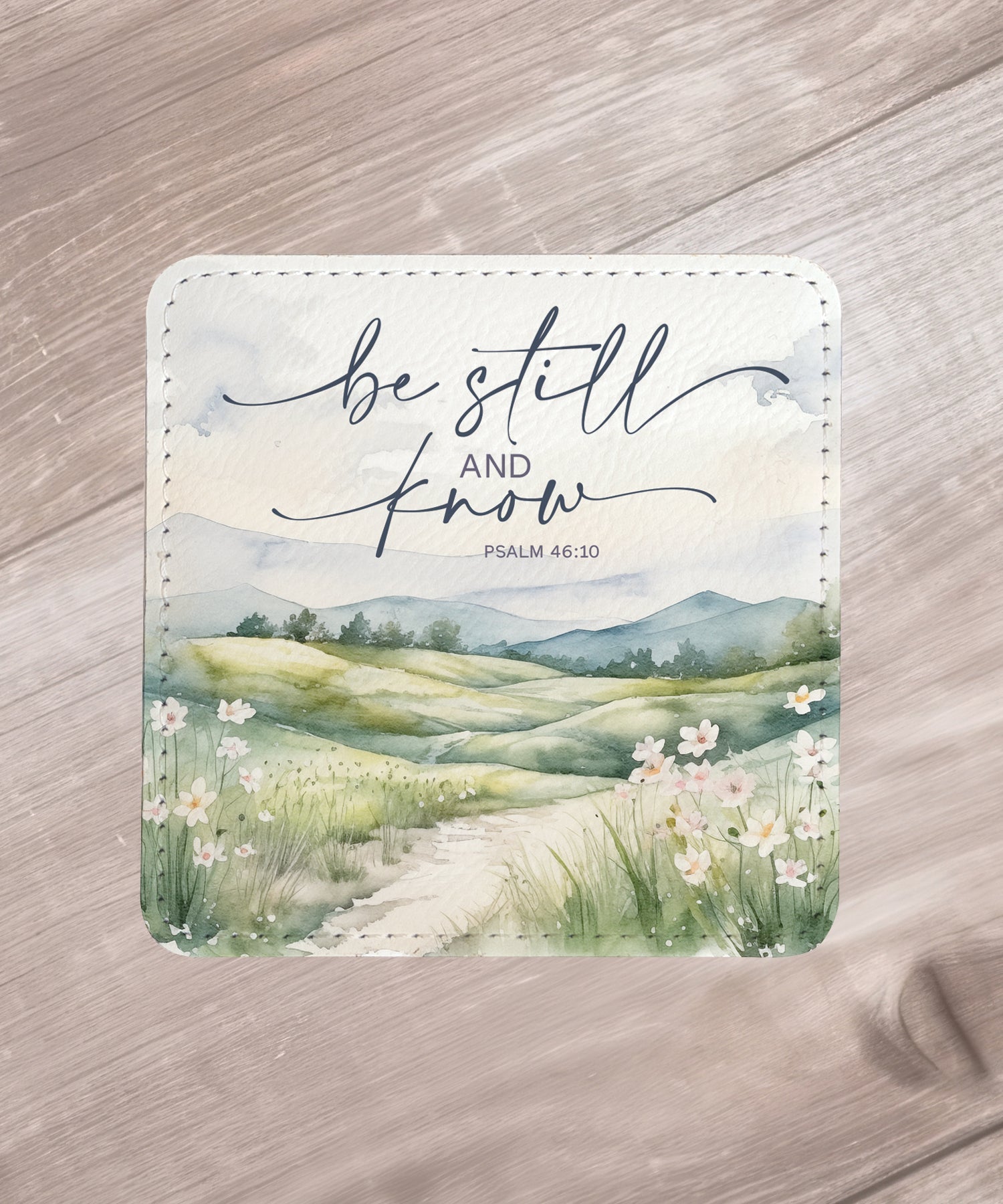 Serenity in Scripture: Assorted Landscape Leatherette Coaster Set