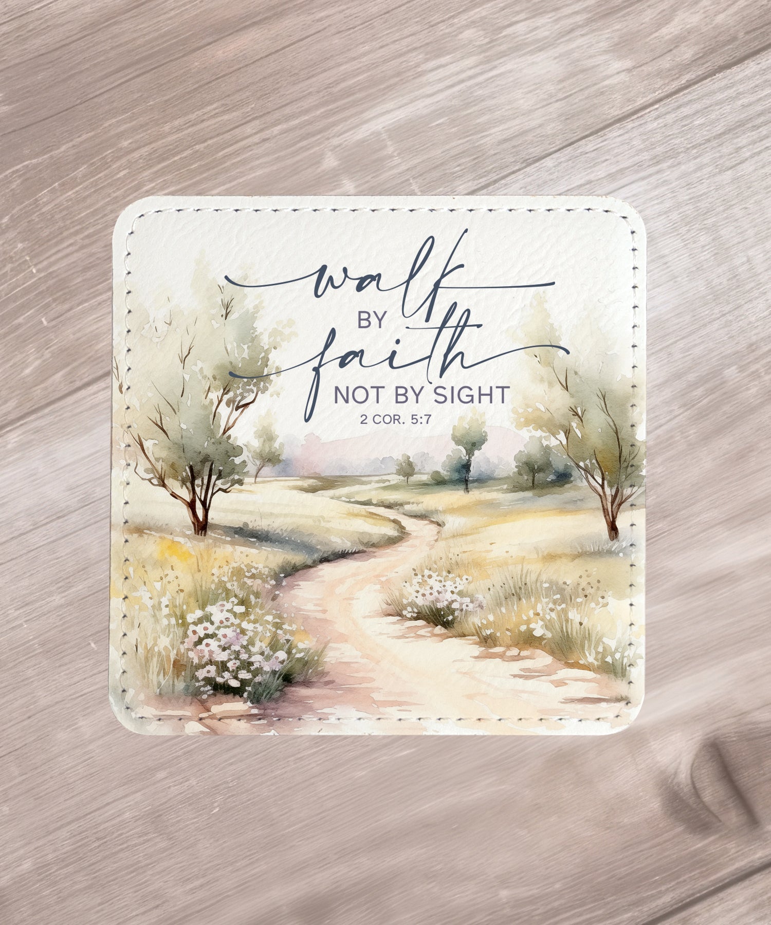 Serenity in Scripture: Assorted Landscape Leatherette Coaster Set