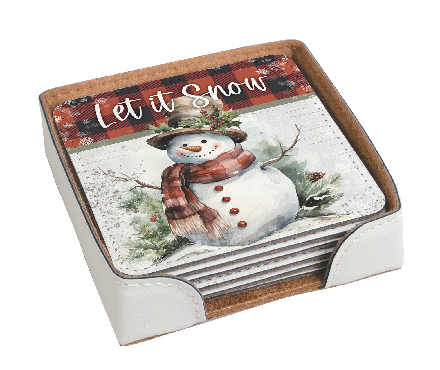 Christmas Plaid: Assorted Christmas Coaster Collection - 6 different Inspirational Floral Pastels Designs