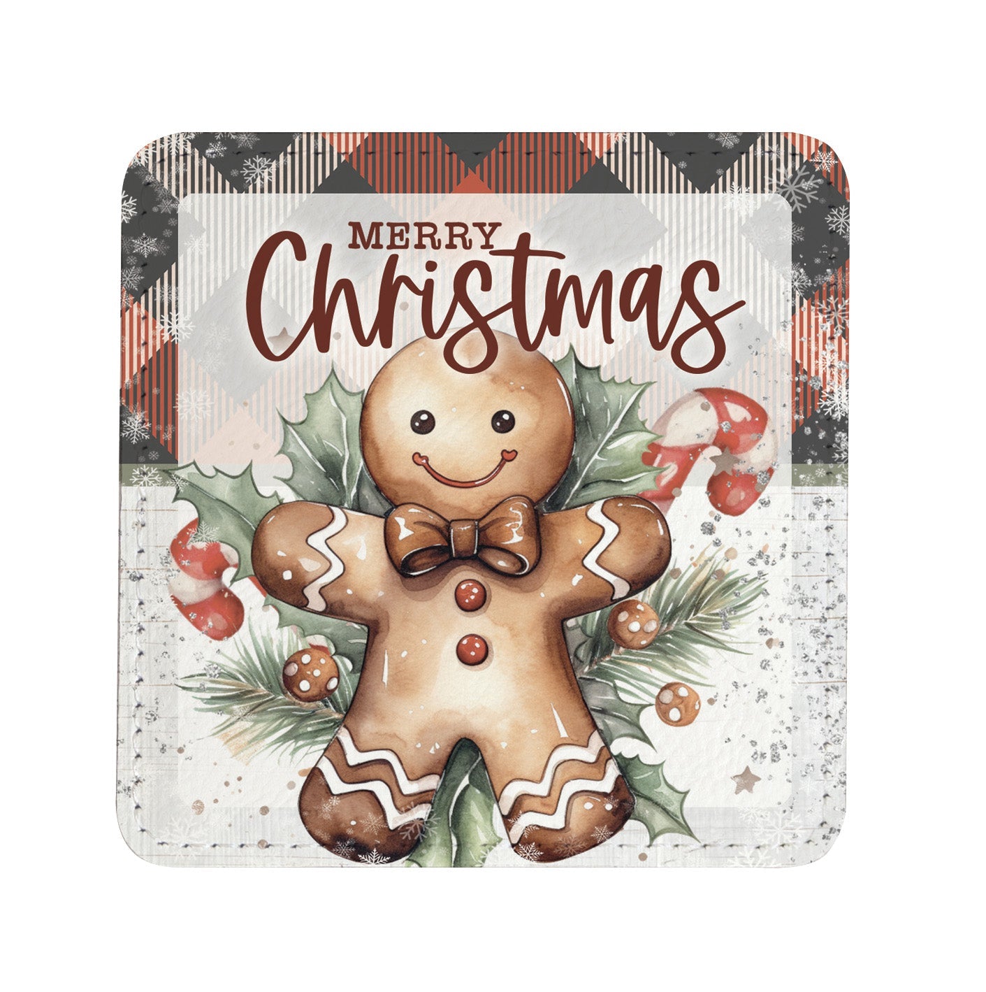 Christmas Plaid: Assorted Christmas Leatherette Coaster Set