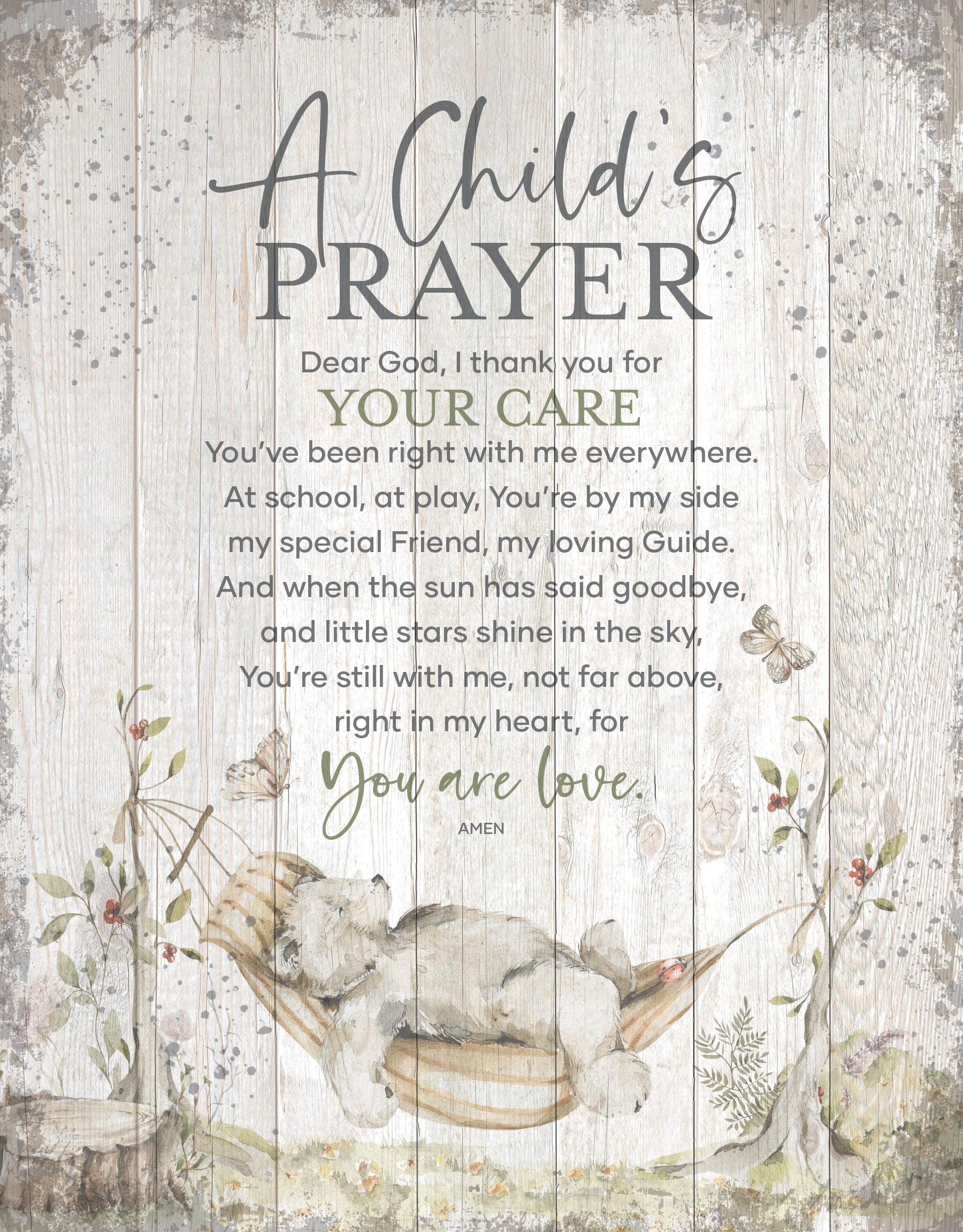 A Child’s Prayer 11x15 MDF Statement Board has an inspiring sentiment and a reclaimed wood look in farmhouse style.