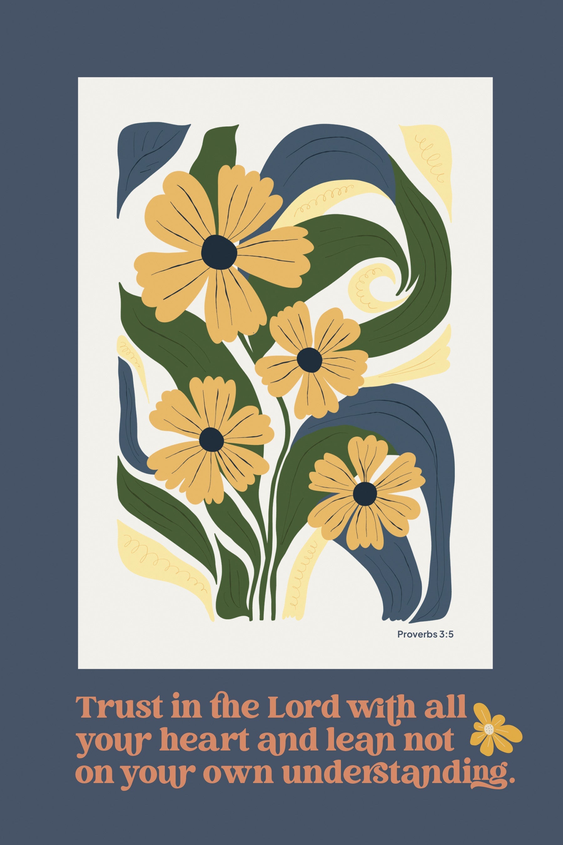 Trust in the Lord 6x9 MDF Plaque with modern-retro design, easel back, and timeless florals.