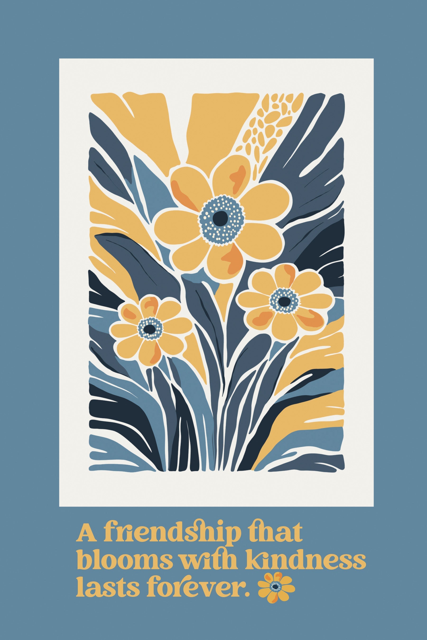 A Friendship That Blooms 6x9 MDF Plaque with modern-retro design, easel back, and timeless florals.
