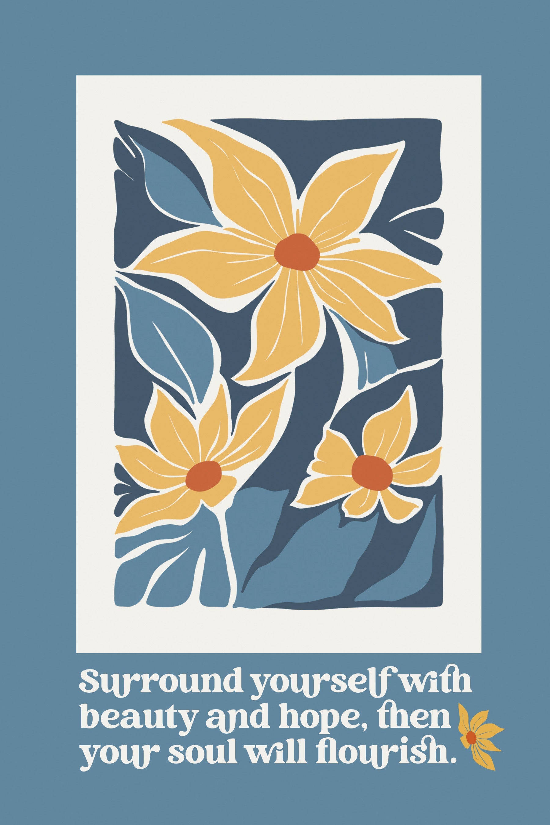 Surround Yourself 6x9 MDF Plaque with modern-retro design, easel back, and timeless florals.