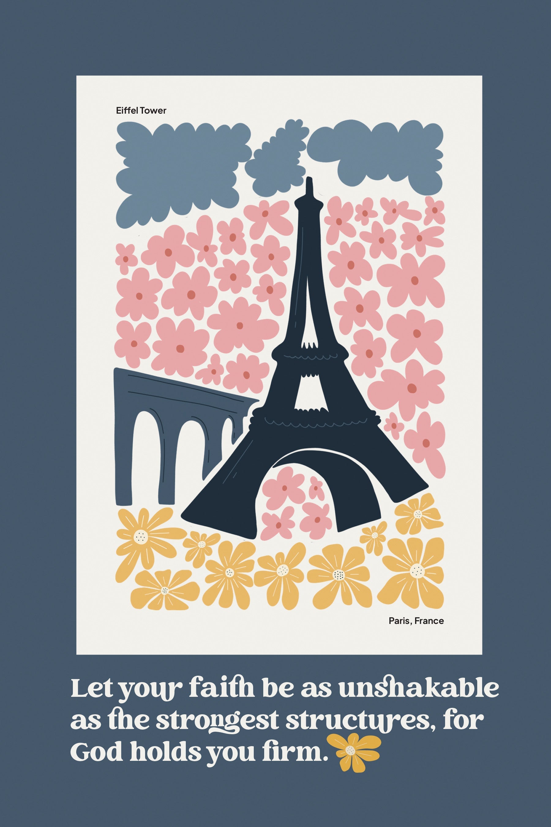 Let Your Faith 6x9 MDF Plaque with modern-retro design, easel back, and artwork of the Eiffel Tower.