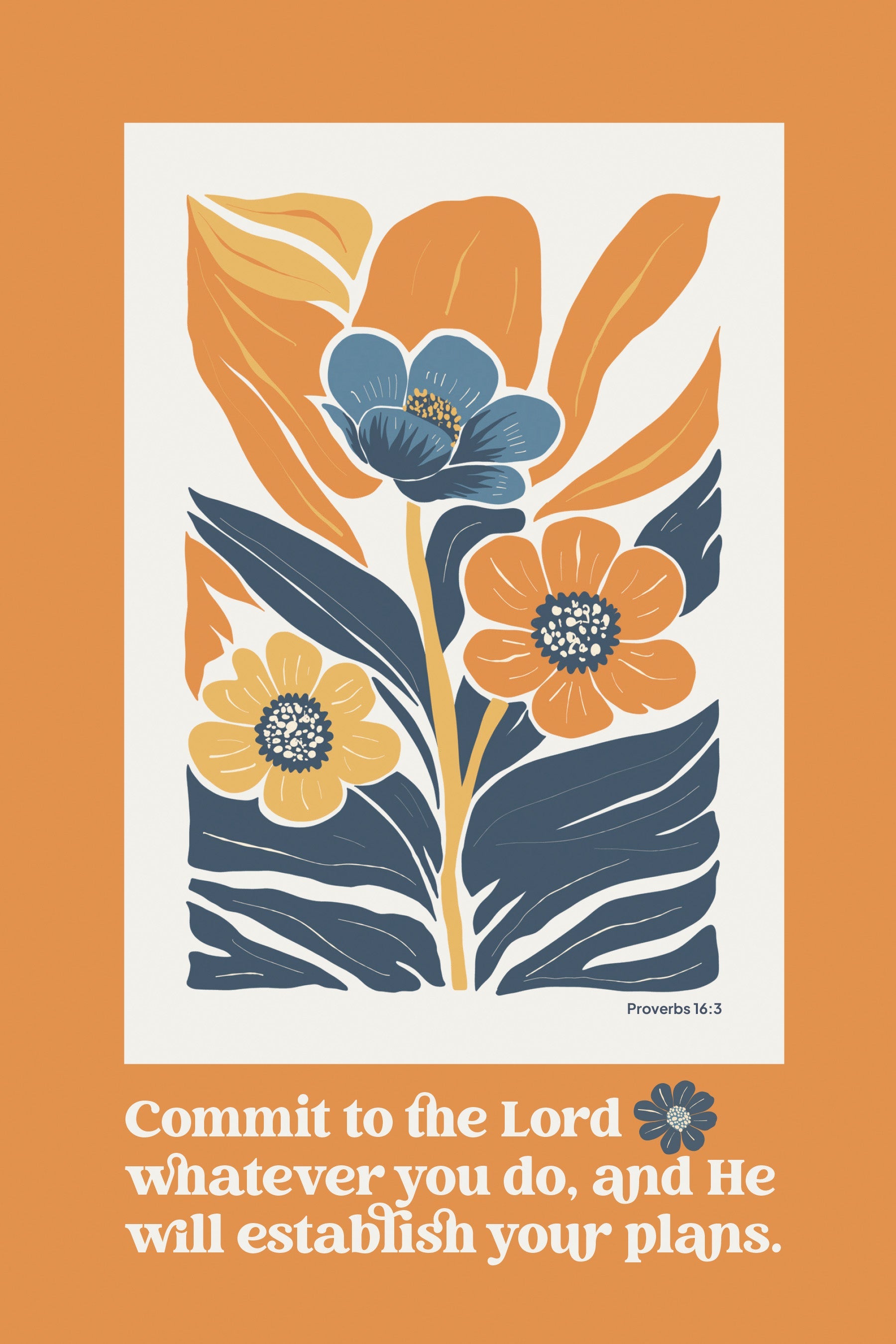 Commit to the Lord 6x9 MDF Plaque with modern-retro design, easel back, and timeless florals.