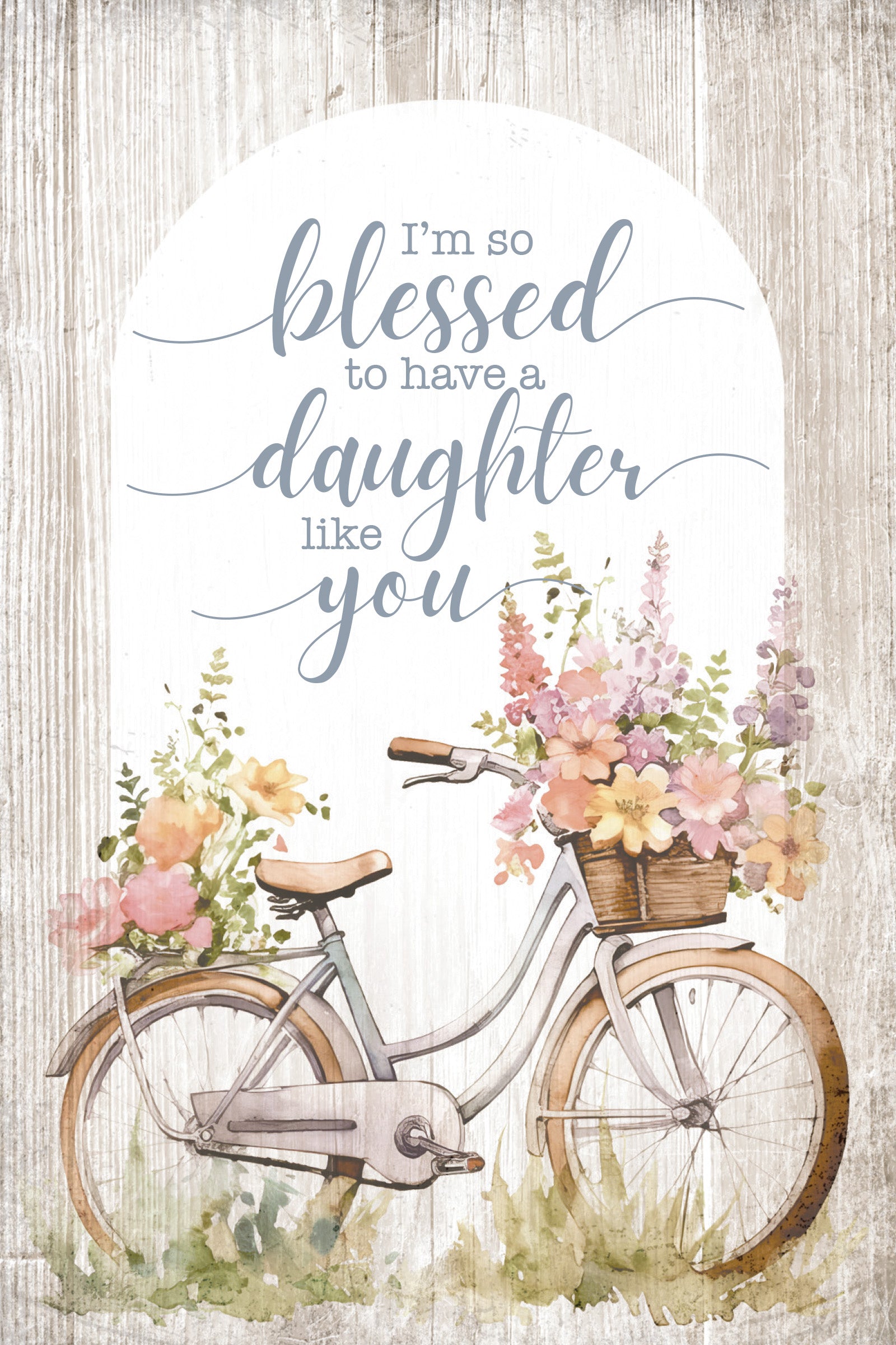 Daughter 4x6 MDF Plaque with Inspirational Message in Farmhouse-Style Hues and Natural Wood Edge