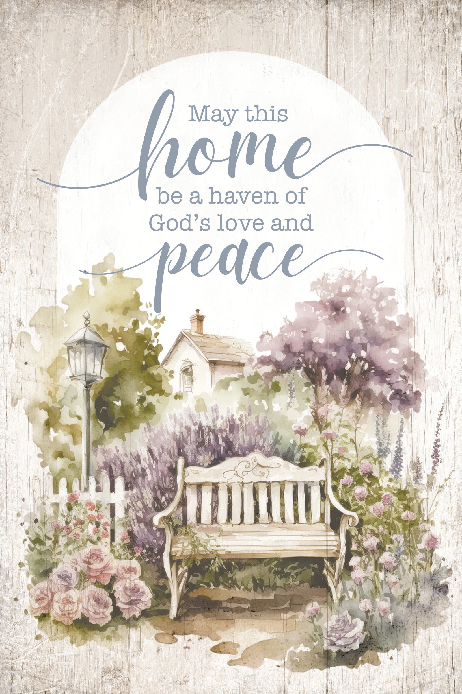 May This Home 4x6 MDF Plaque with Inspirational Message in Farmhouse-Style Hues and Natural Wood Edge