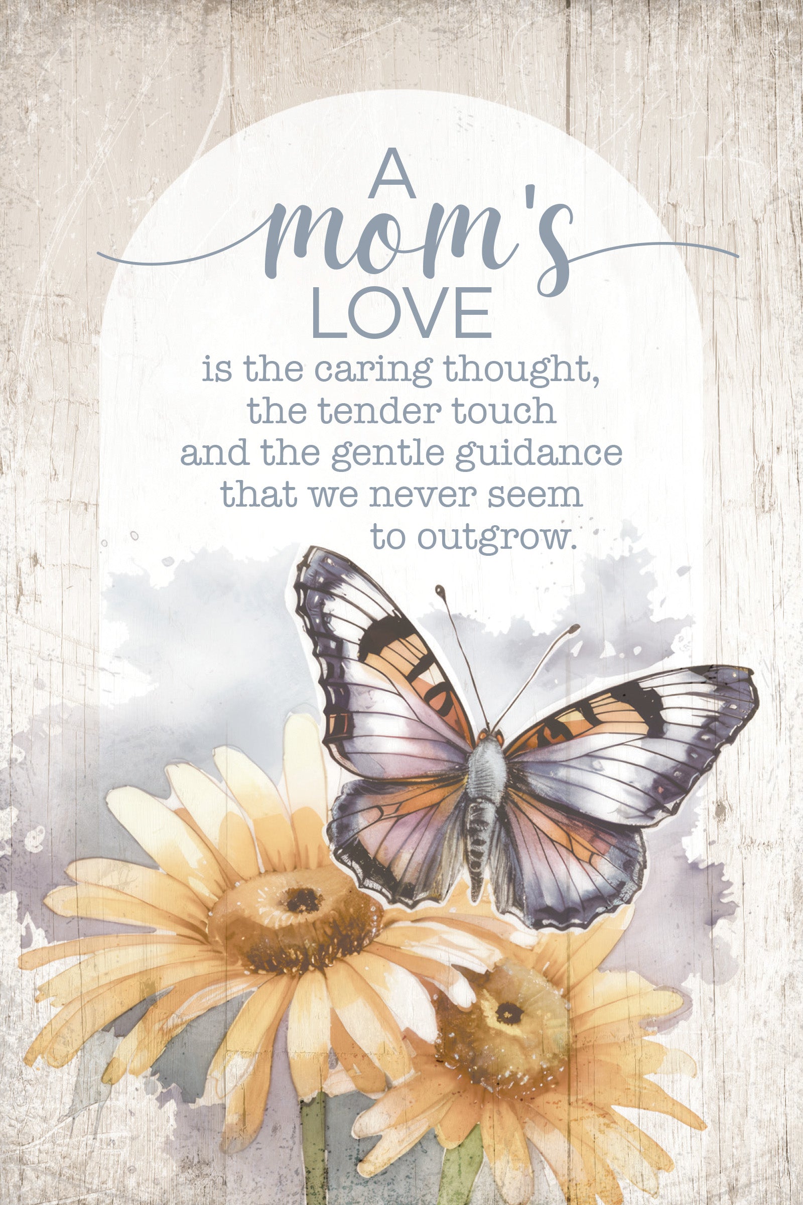 A Mom’s Love 4x6 MDF Plaque with Inspirational Message in Farmhouse-Style Hues and Natural Wood Edge