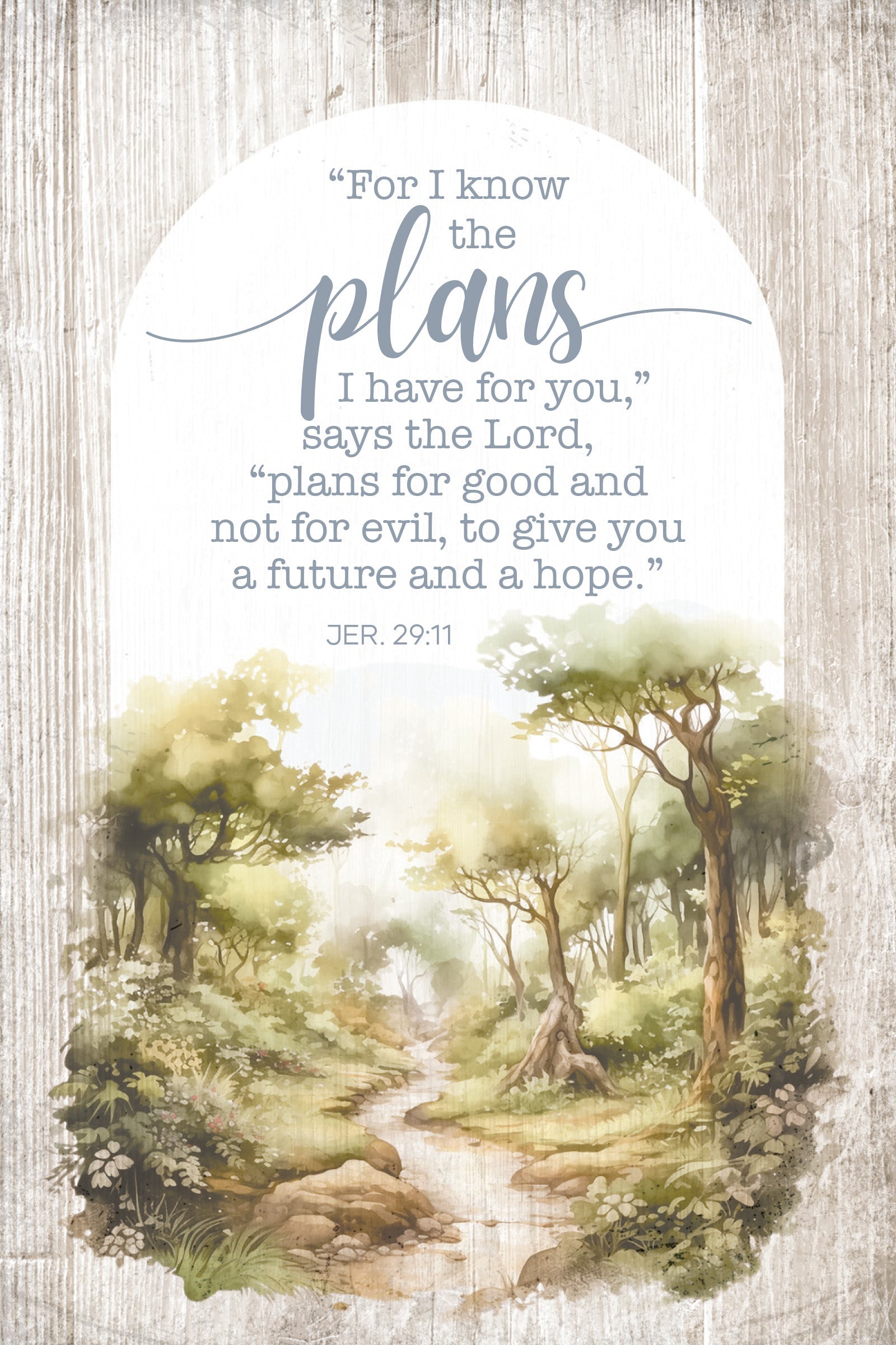 For I Know the Plans 4x6 MDF Plaque with Inspirational Message in Farmhouse-Style Hues and Natural Wood Edge