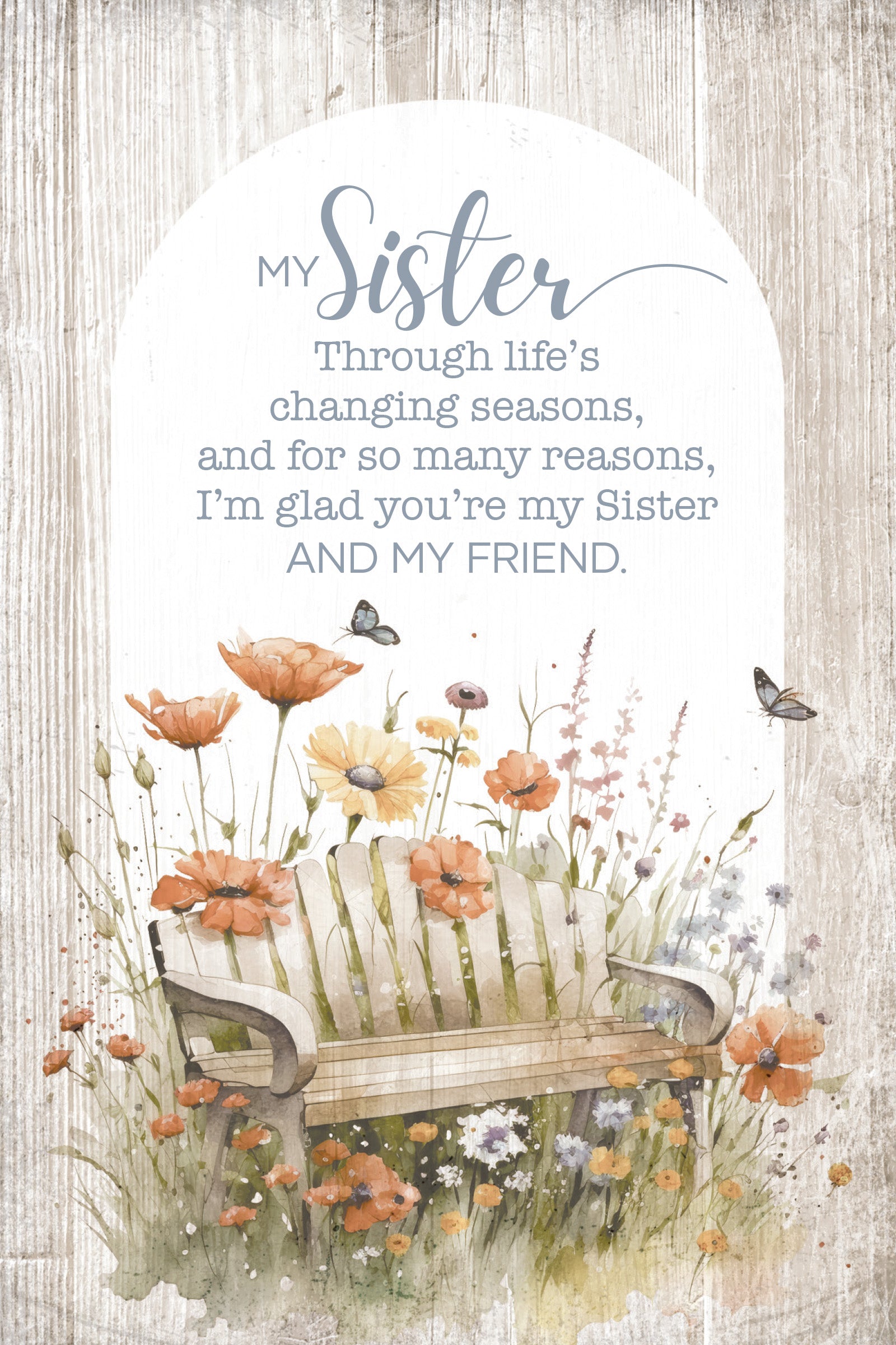 My Sister 4x6 MDF Plaque with Inspirational Message in Farmhouse-Style Hues and Natural Wood Edge