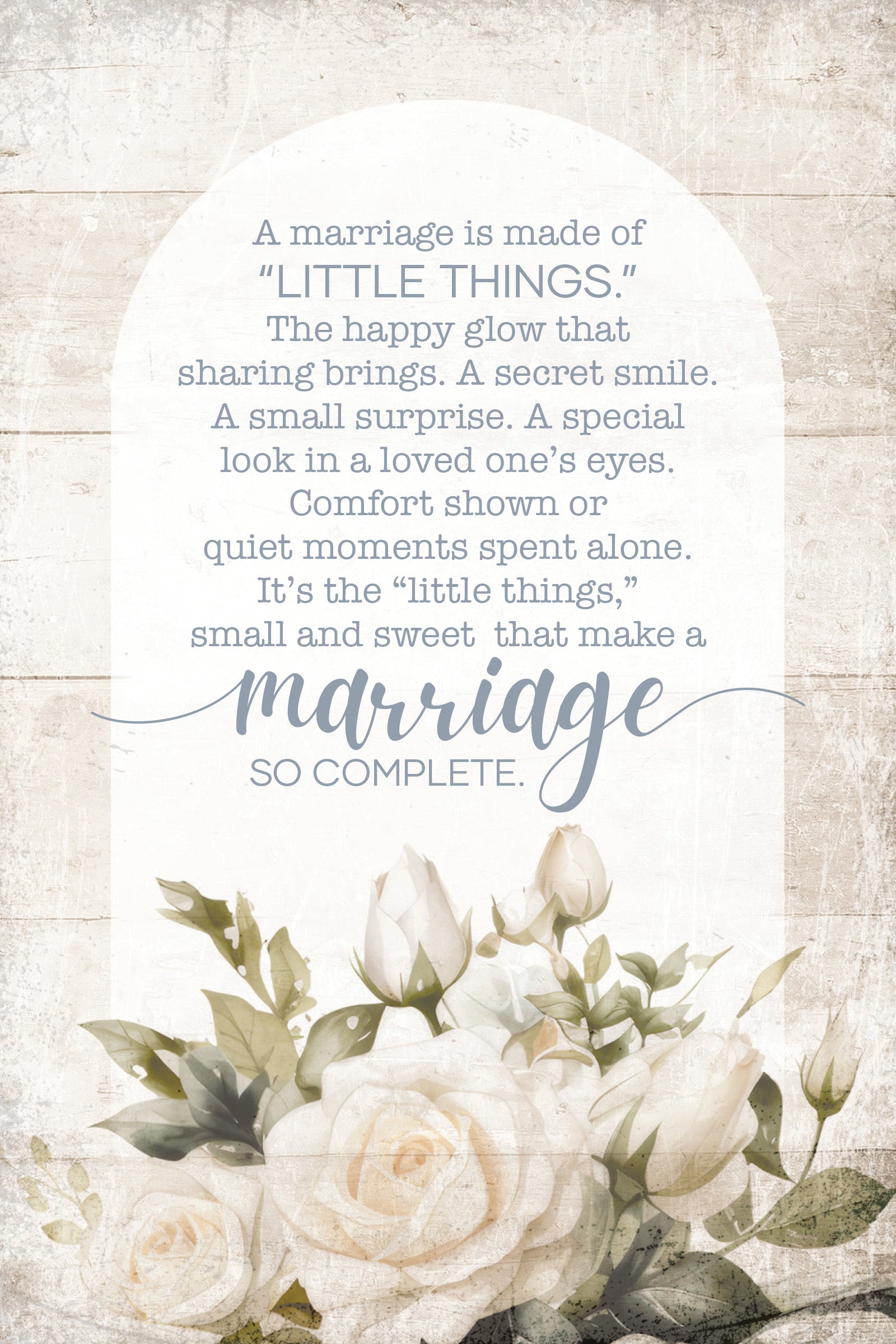 A Marriage 4x6 MDF Plaque with Inspirational Message in Farmhouse-Style Hues and Natural Wood Edge