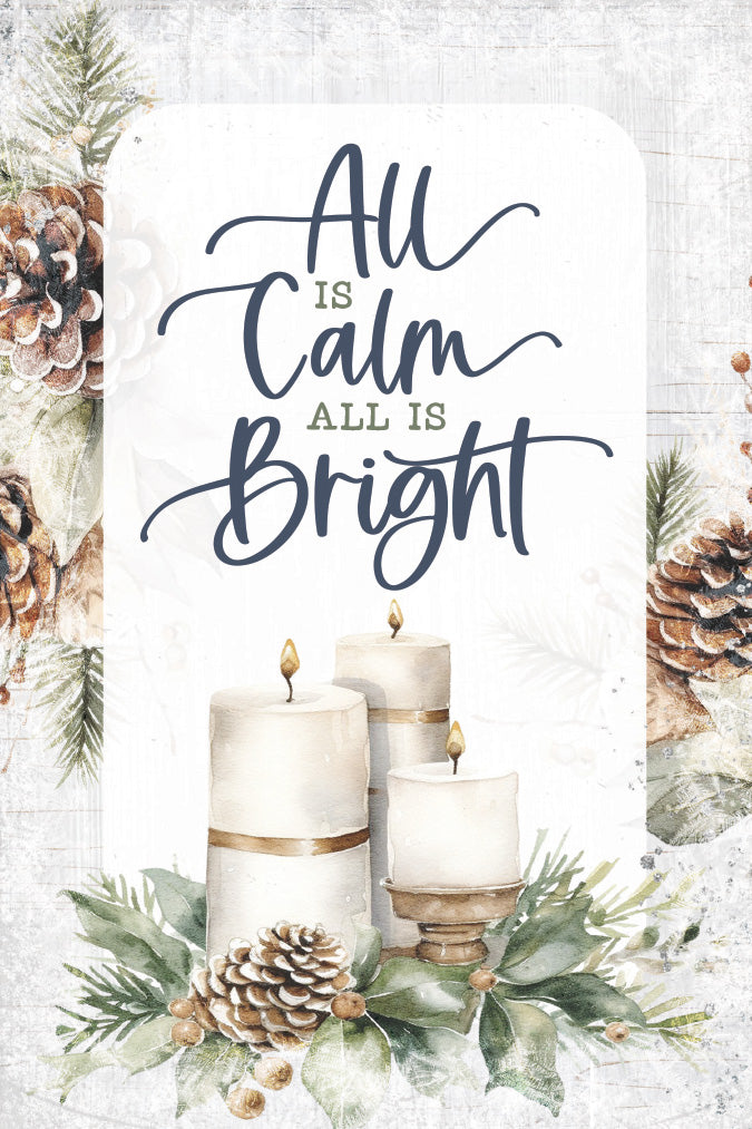 All Is Calm 4x6 MDF Christmas Plaque, designed in rustic modern style, perfect for holiday decor or gift.