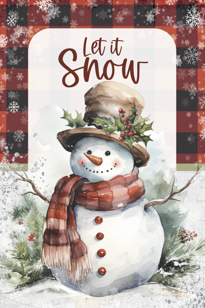 Let It Snow 4x6 MDF Christmas Plaque, designed in rustic modern style, perfect for holiday decor or gift.