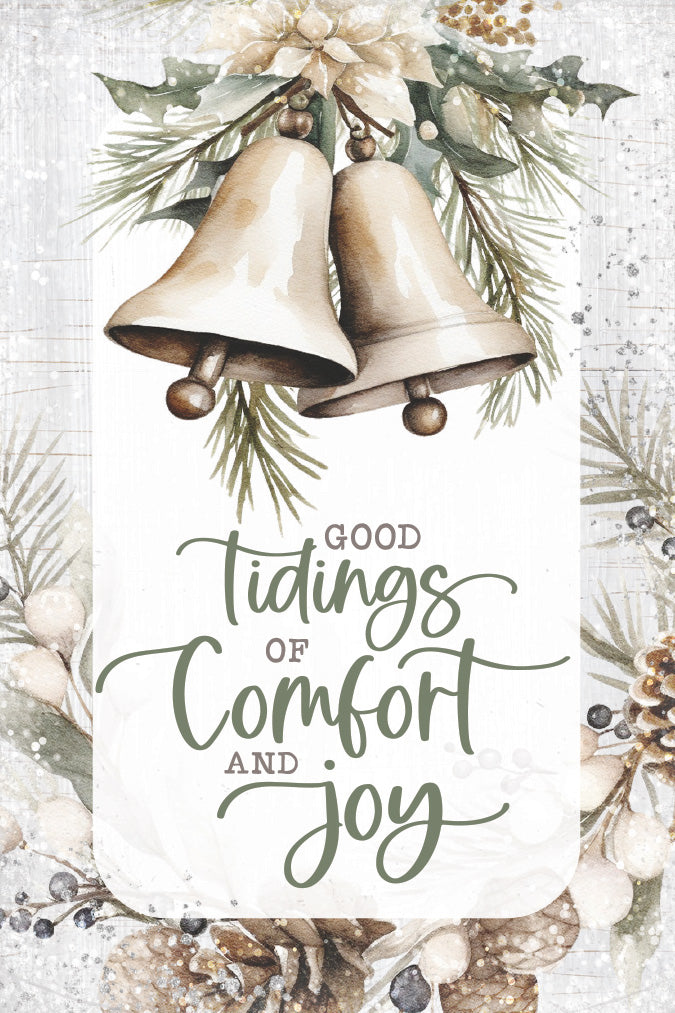 Good Tidings 4x6 MDF Christmas Plaque, designed in rustic modern style, perfect for holiday decor or gift.