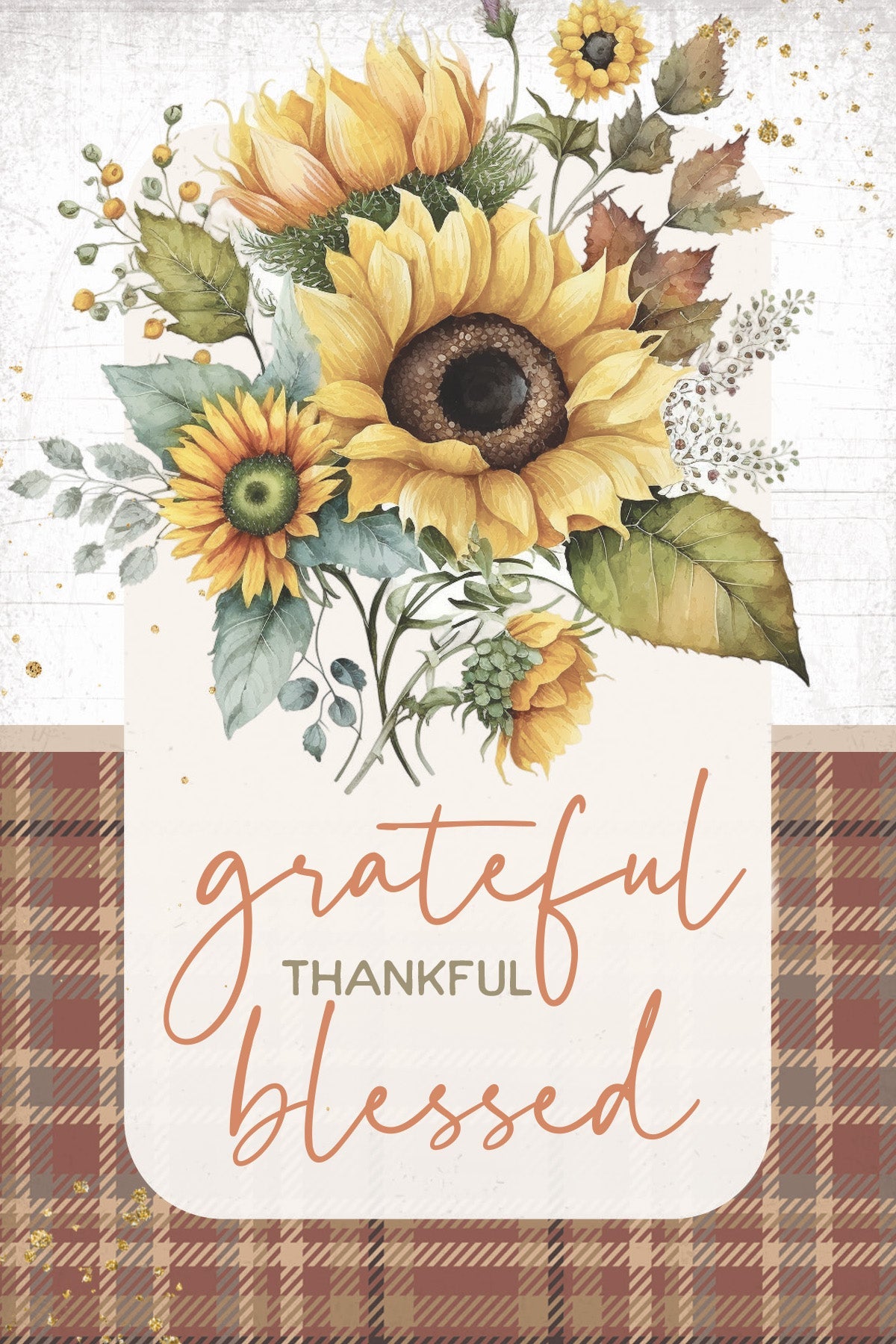 Grateful Thankful 4x6 MDF Plaque, designed in warm tones, perfect for autumn decor or gift.