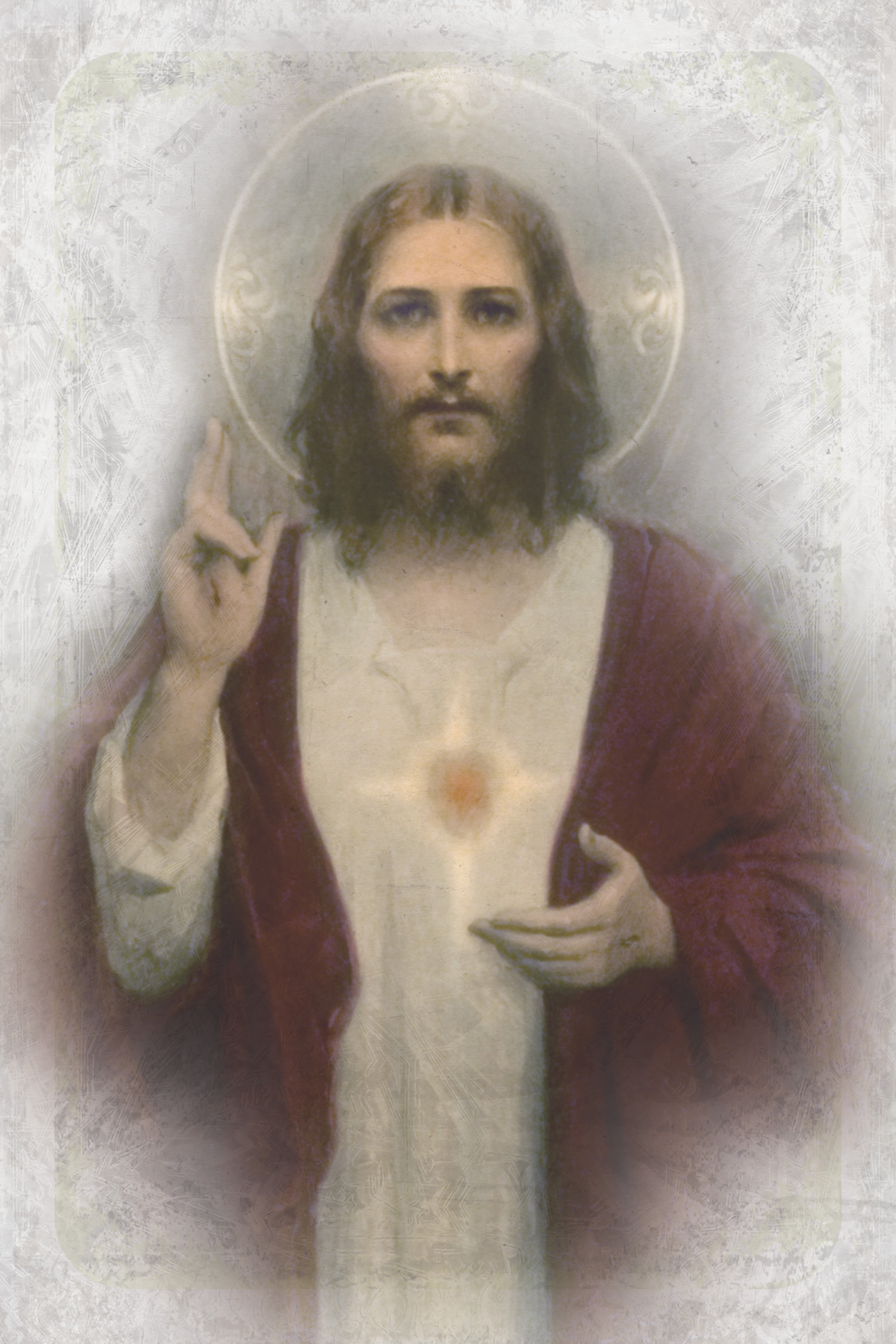 Sacred Heart 6x9 MDF Plaque has natural edges, muted tones, and inspirational imagery reflecting our faith in God. The plaque features full-color printing and a metal hanger and easel back.