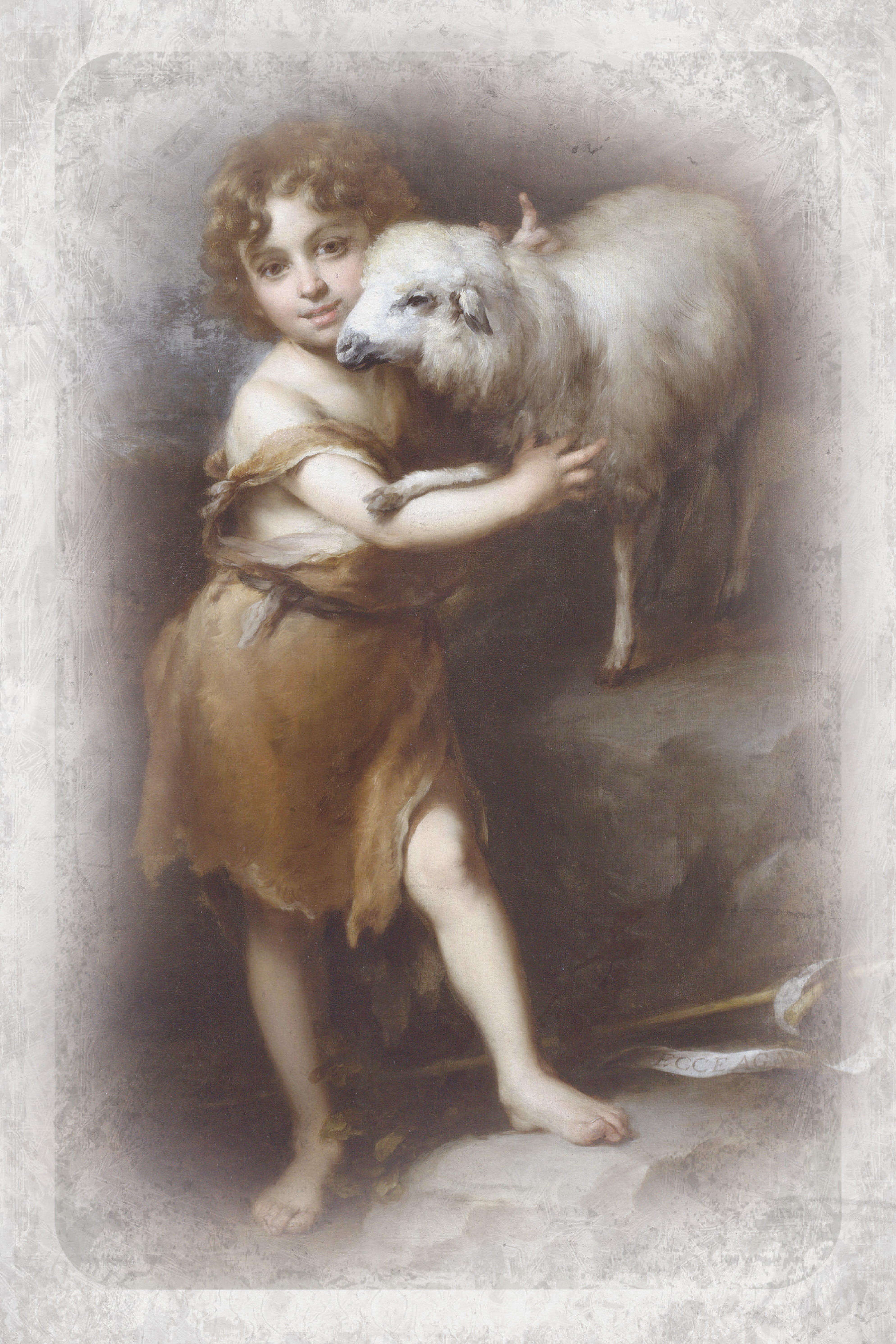 St John the Baptist & the Lamb 6x9 MDF Plaque has natural edges, muted tones, and inspirational imagery reflecting our faith in God. The plaque features full-color printing and a metal hanger and easel back.