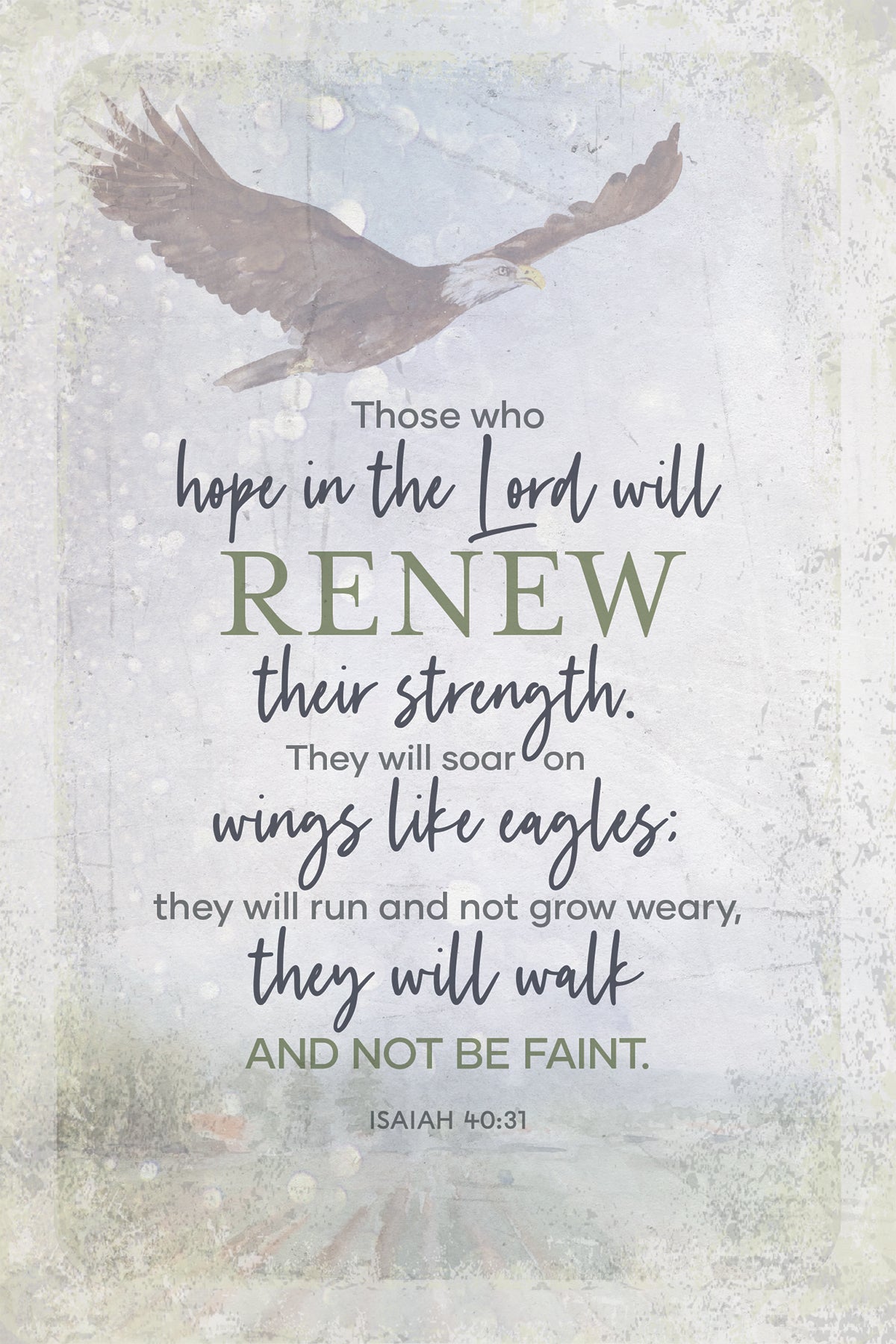 Those Who Hope in the Lord 6x9 MDF Plaque has natural edges, inspirational verse, and muted tones to fit any decor. The plaque features full-color printing and a metal hanger and easel back.