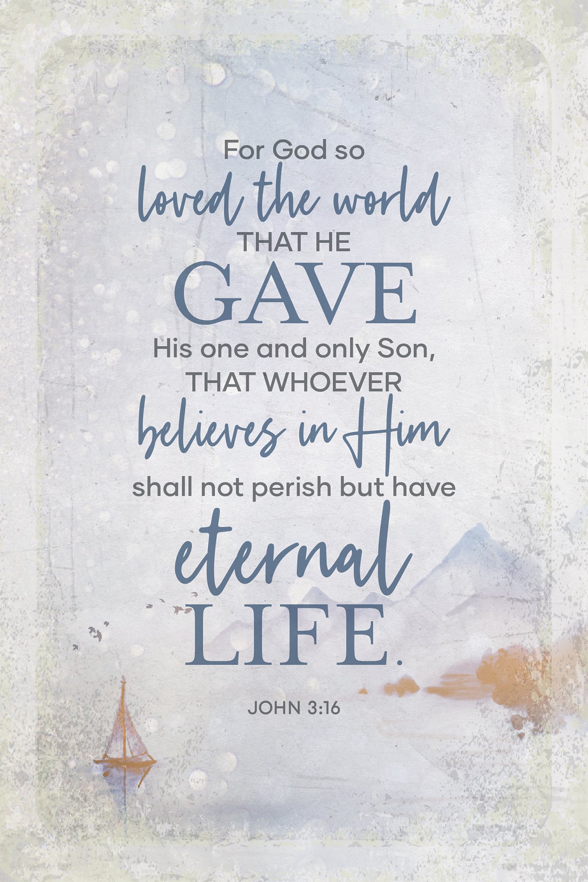 For God So Loved 6x9 MDF Plaque has natural edges, inspirational verse, and muted tones to fit any decor. The plaque features full-color printing and a metal hanger and easel back.