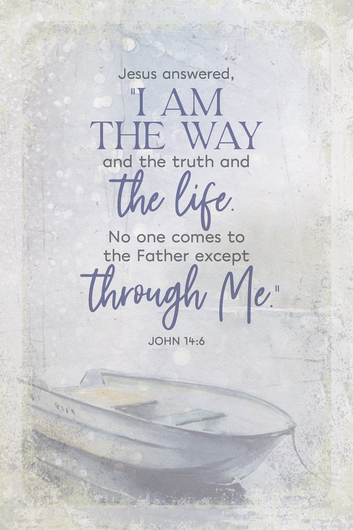 I Am the Way 6x9 MDF Plaque has natural edges, inspirational verse, and muted tones to fit any decor. The plaque features full-color printing and a metal hanger and easel back.