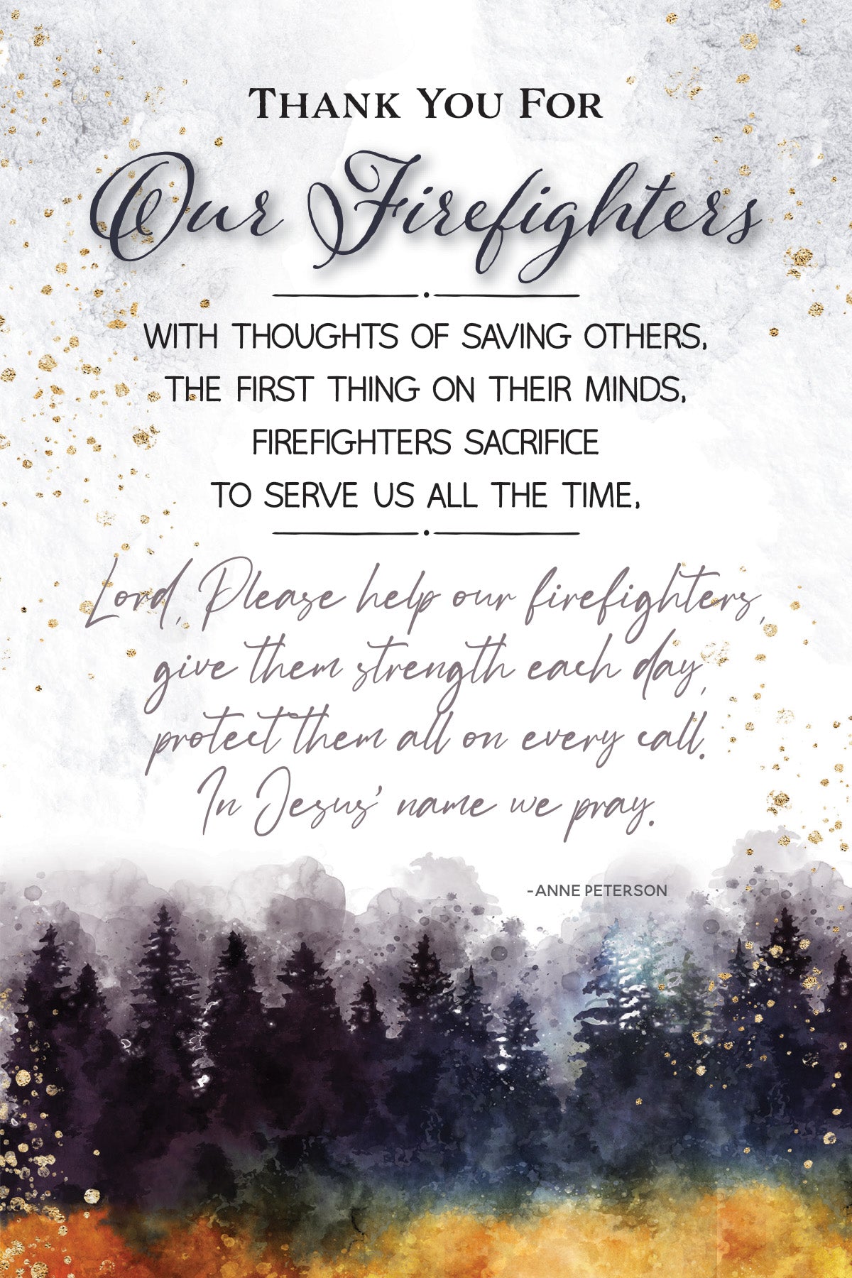 Thank You for Our Firefighters 6x9 MDF Plaque with neutral tones, watercolor design, and inspirational verse