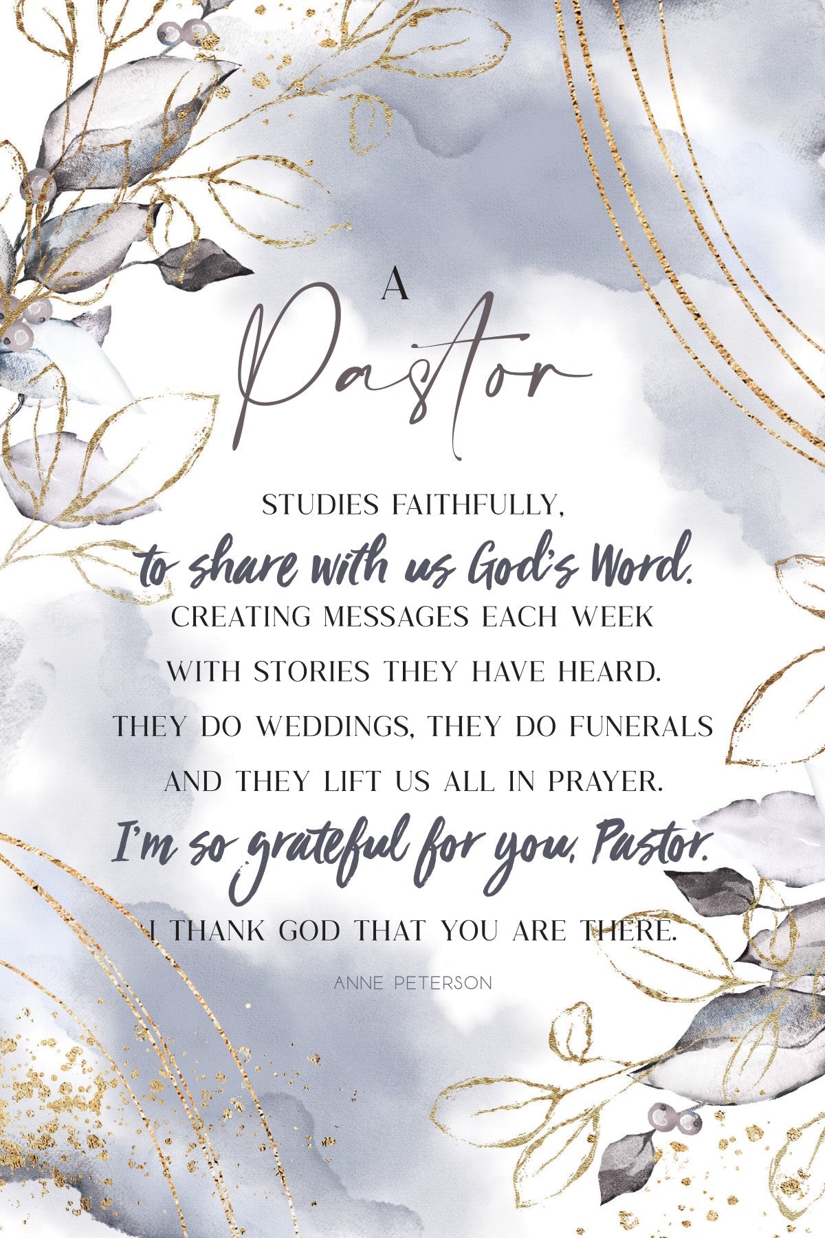 A Pastor 6x9 MDF Plaque with neutral tones, watercolor design, and inspirational verse