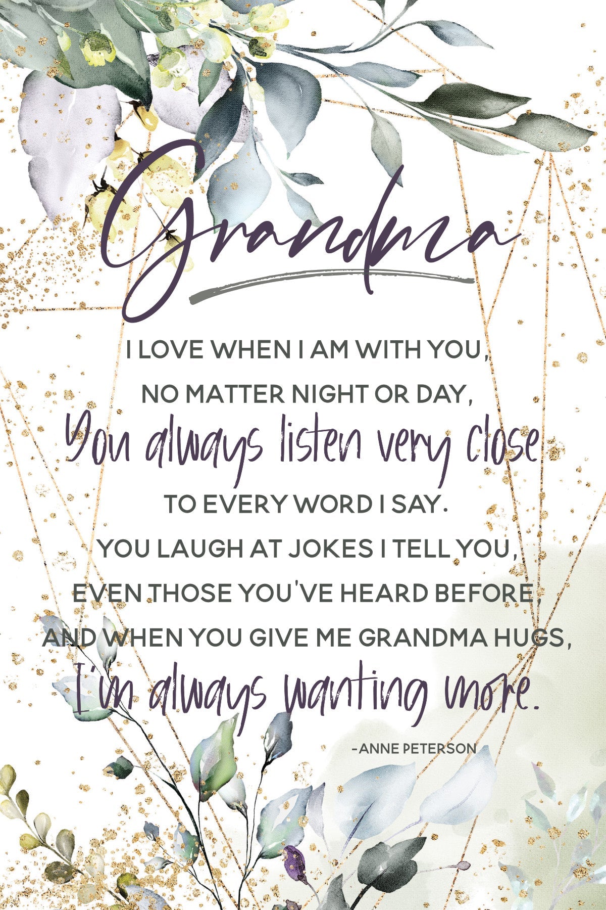 Grandma 6x9 MDF Plaque with neutral tones, watercolor design, and inspirational verse