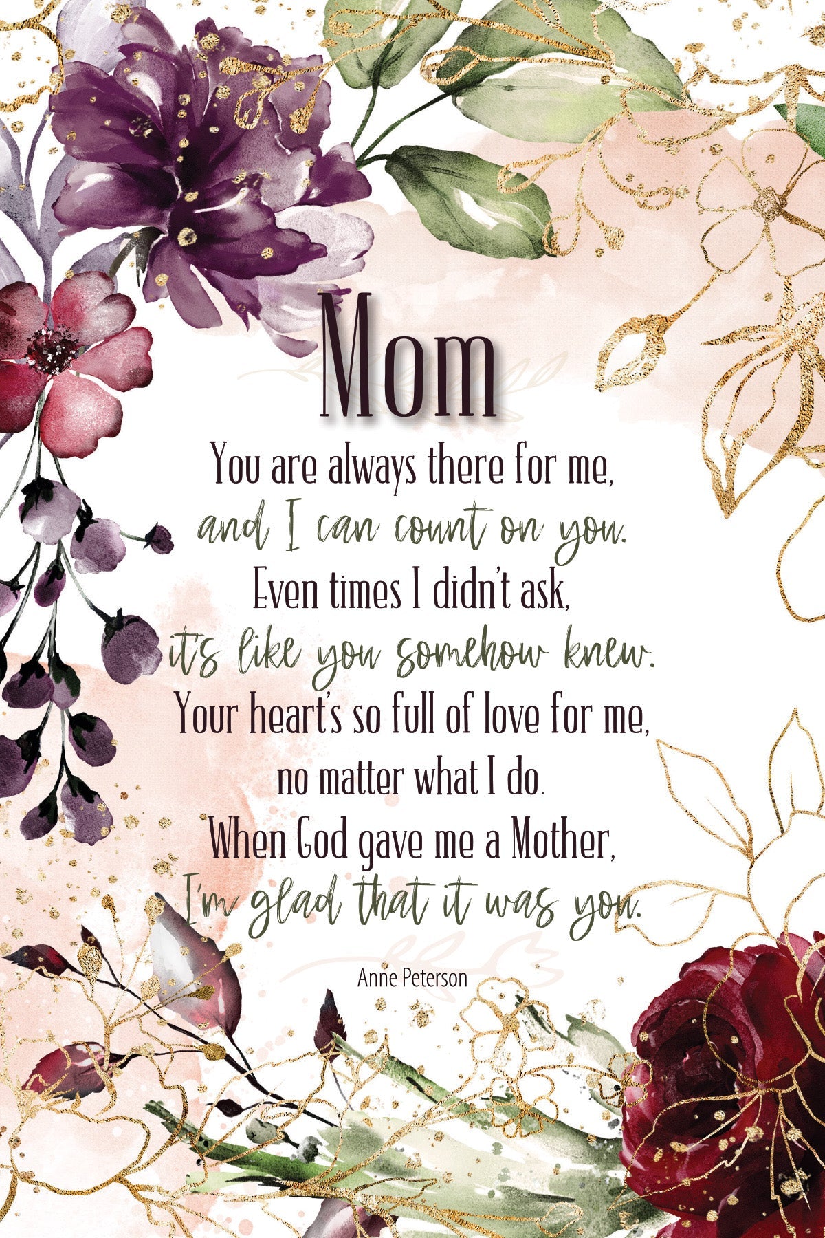 Mom 6x9 MDF Plaque with neutral tones, watercolor design, and inspirational verse